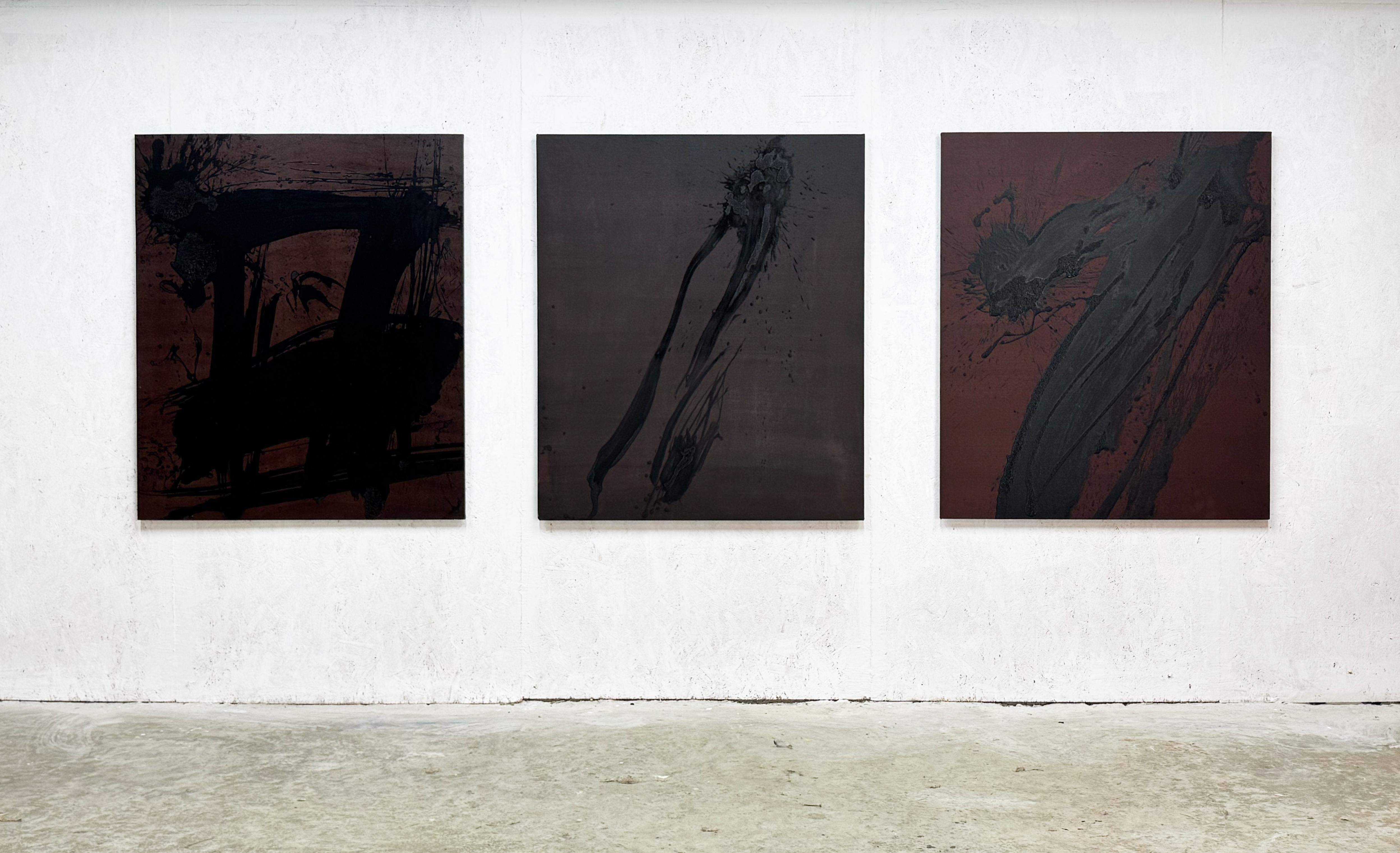 Jonathan Freemantle Contemporary Abstract Expressionist Painting BrownDark Tones For Sale 6