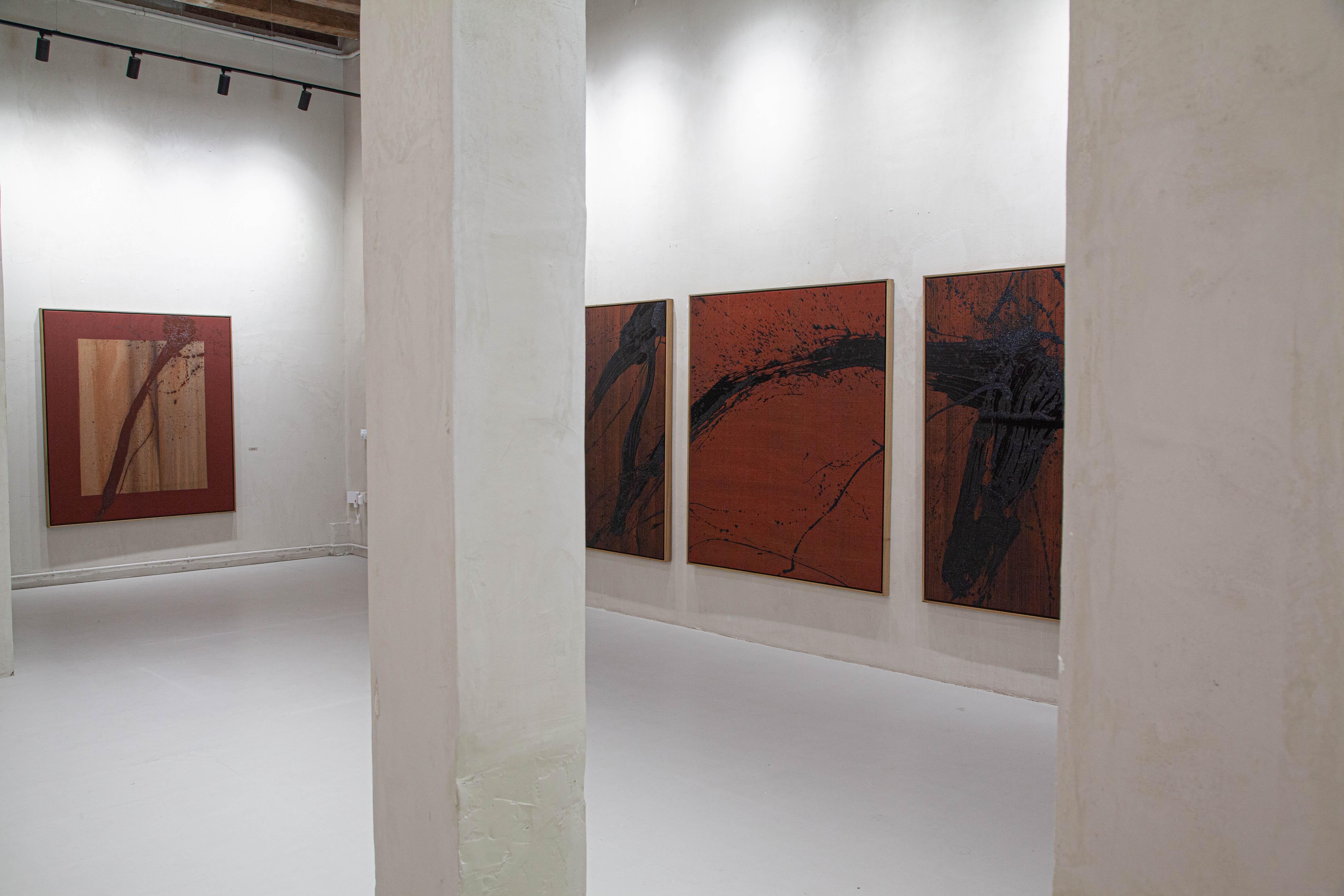 Jonathan Freemantle Contemporary Abstract Expressionist Painting BrownDark Tones For Sale 7