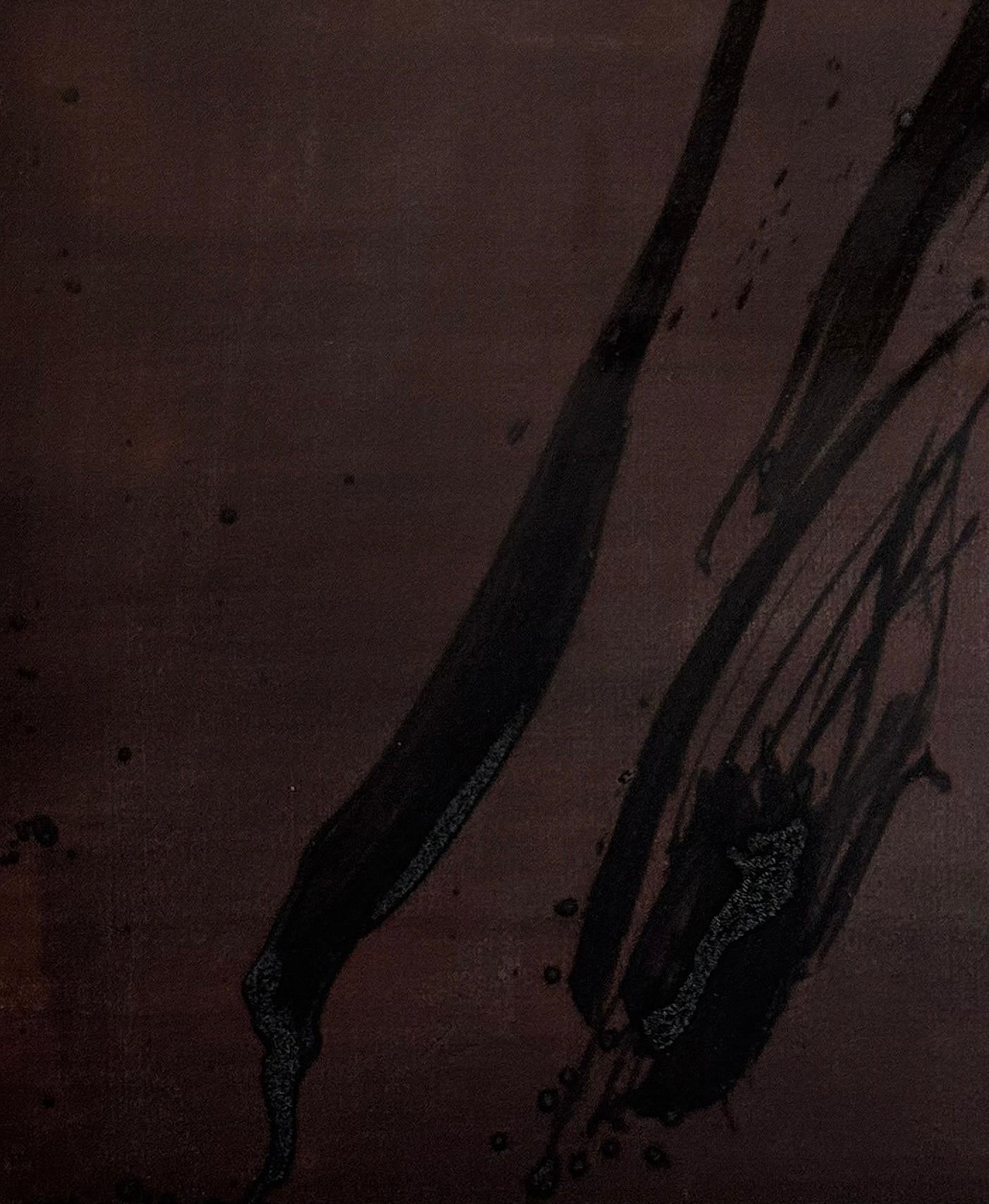 Jonathan Freemantle Contemporary Abstract Expressionist Painting in Dark Tones For Sale 1