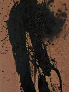 Large Scale Abstract Painting in Earth Brown and Black Textural Contemporary