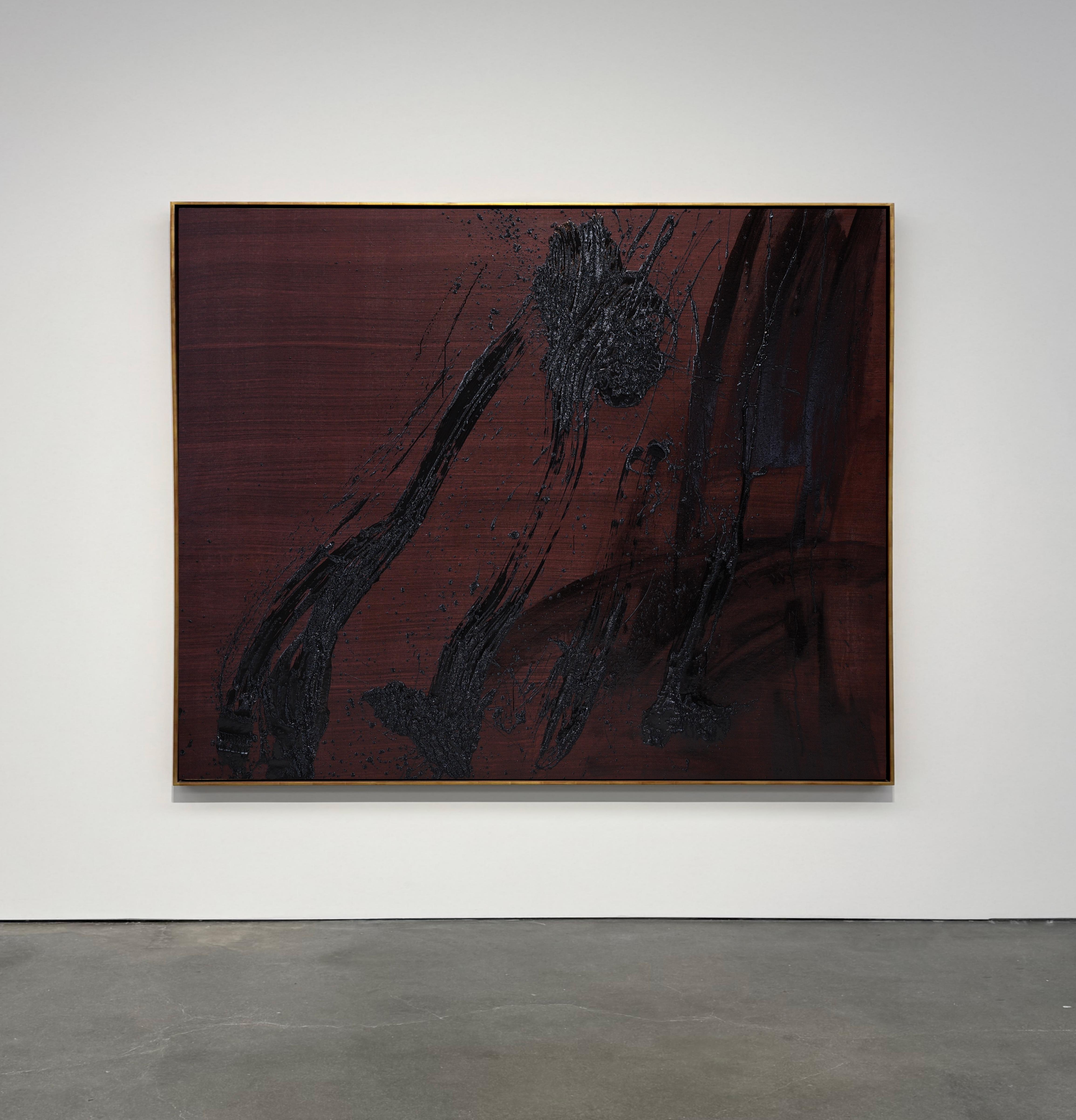 Jonathan Freemantle Abstract Painting – Großformatiges abstraktes Gemälde in Erdbraun und Schwarz, Textural Contemporary