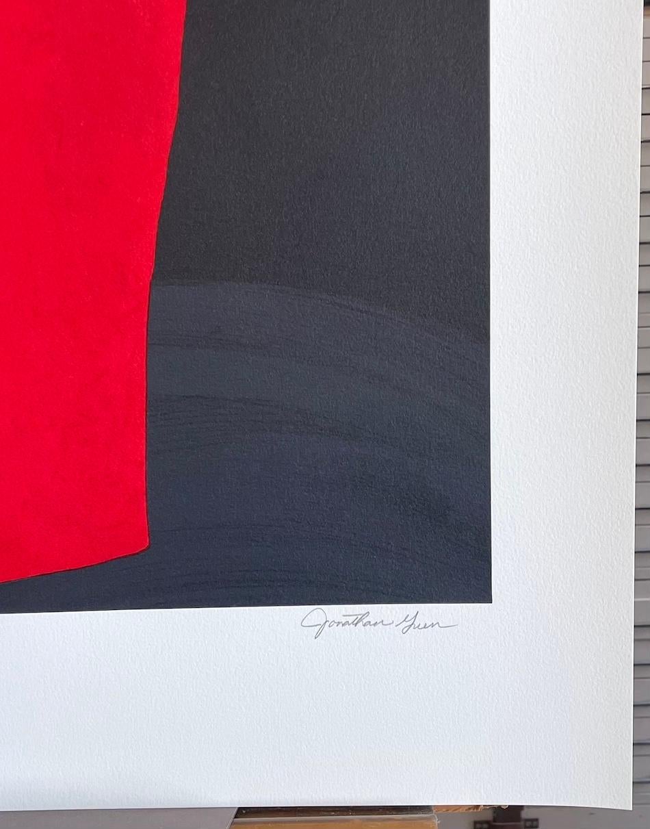 BESSIE MAE Litografía Linograbada Firmada Cantante Femenina en el Escenario Vestido Rojo en venta 2