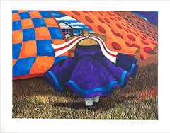 FARM WOMAN Signed Lithograph, Gullah Woman, Quilts, African American Culture