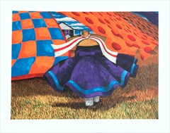 FARM WOMAN Signierte Lithographie, Lowcountry Landscape Gullah Geechee Culture Quilts