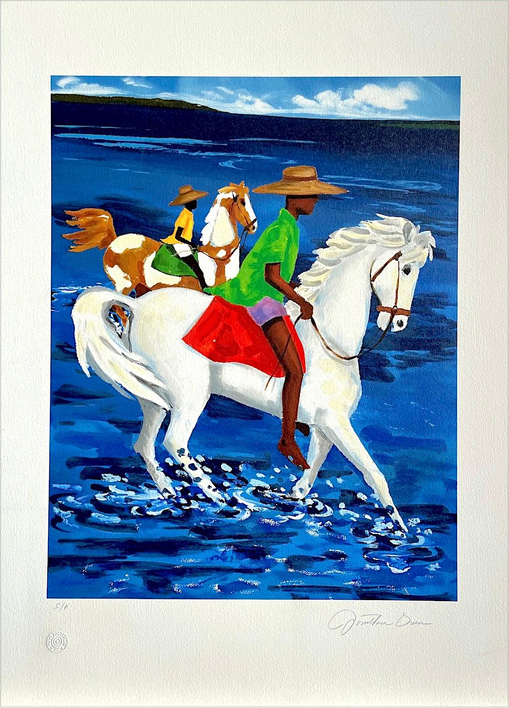 PADRE E FIGLIO Litografia firmata, Equitazione Lowcountry SC, Cultura Gullah - Print Contemporaneo di Jonathan Green