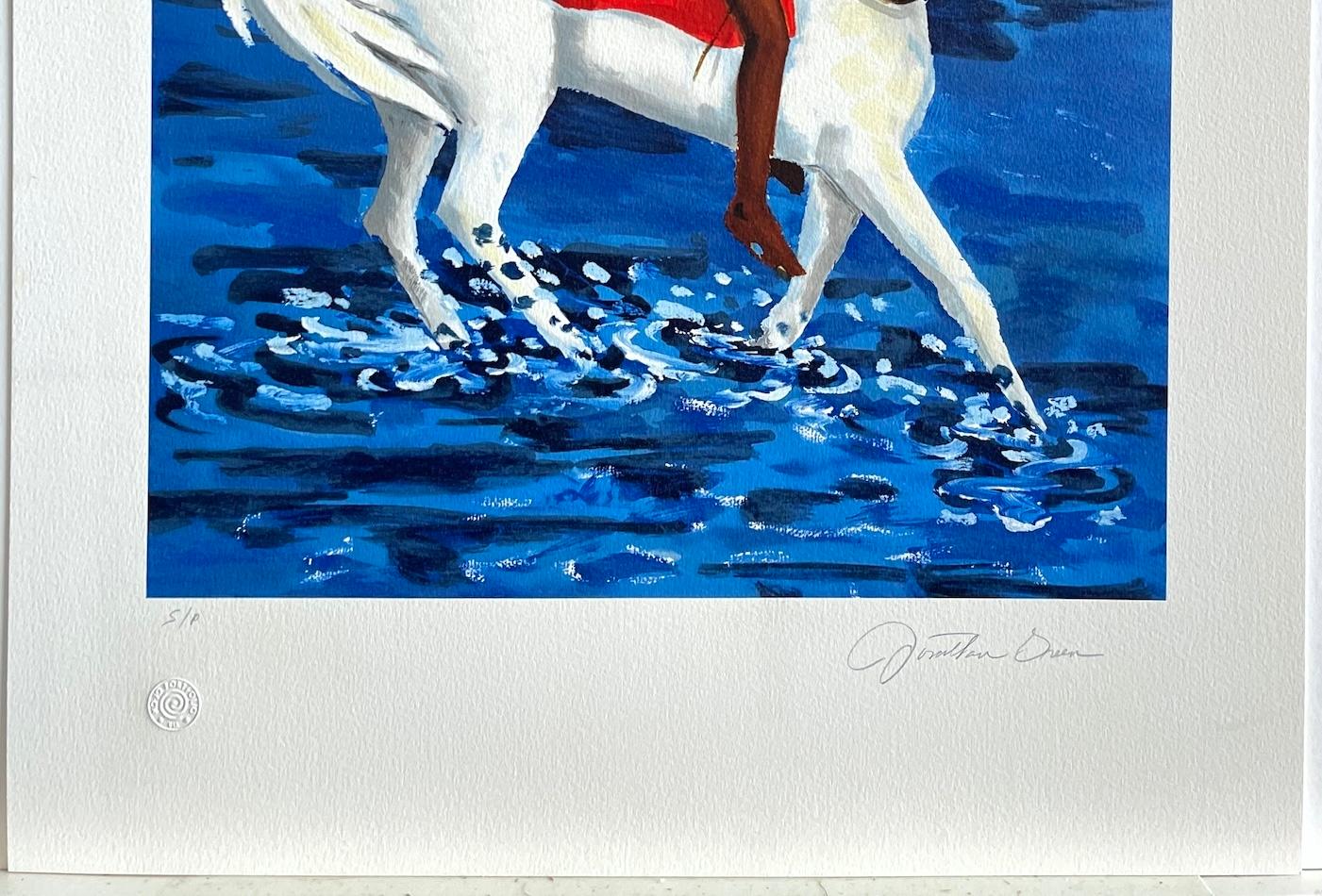PADRE E FIGLIO Litografia firmata, Equitazione Lowcountry SC, Cultura Gullah in vendita 2