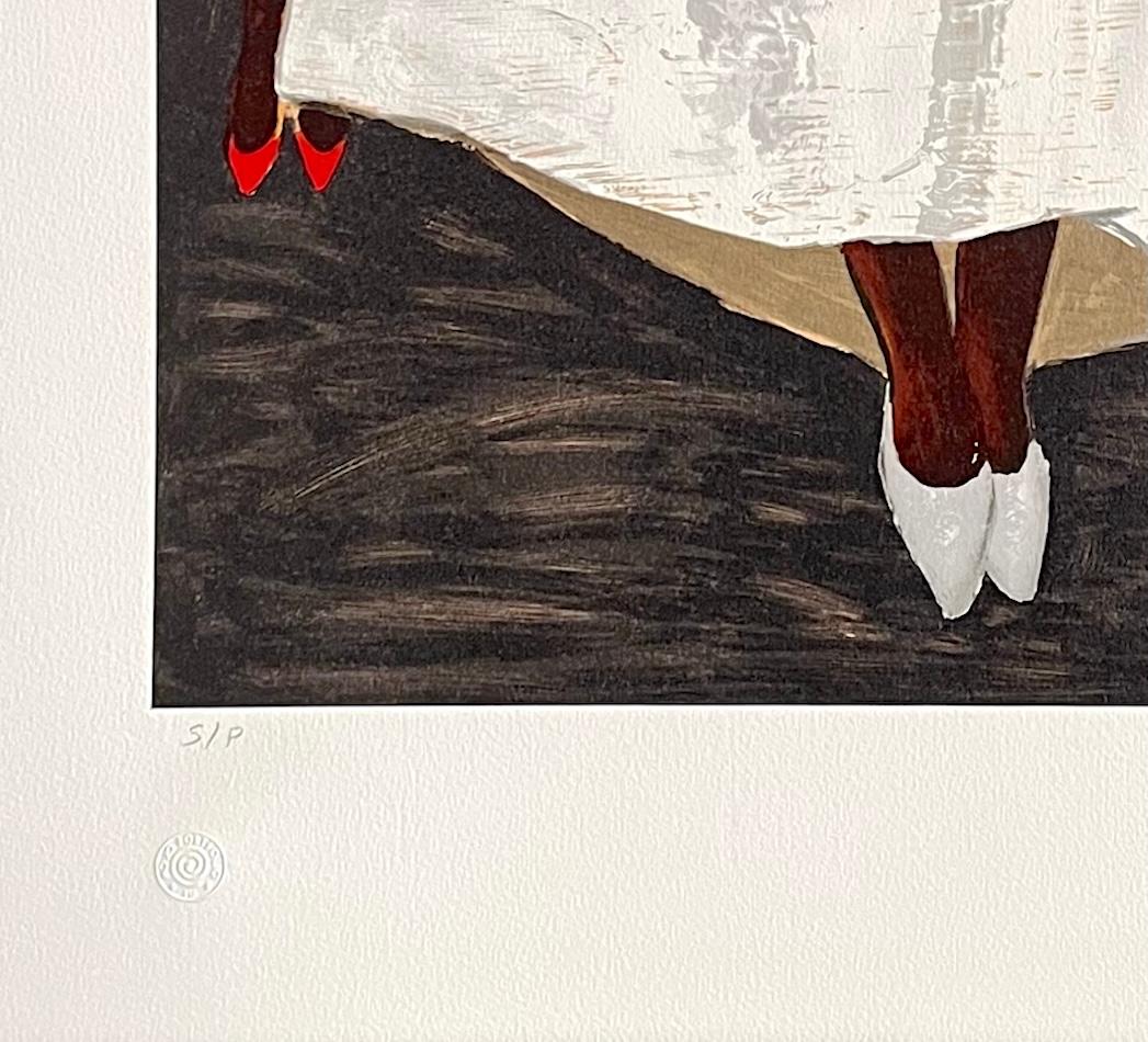 PRIMA DOMENICA Litografia firmata, Donne della Chiesa Nera, Cappelli Bambini Cultura Gullah in vendita 1
