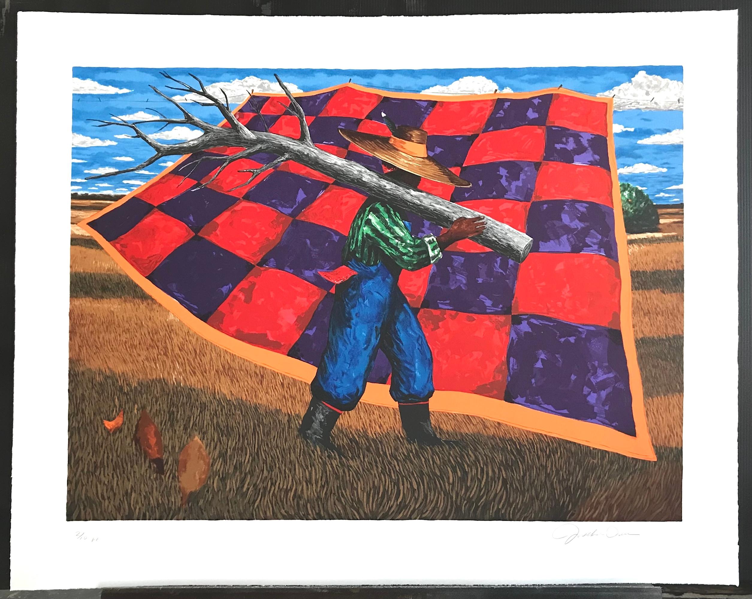 GEECH Signed Lithograph, Man Working, Lowcountry SC, Gullah Geechee Culture For Sale 1