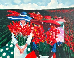 GLADIOLUS HARVEST Signed Lithograph, Lowcountry Flower Farmers, Gullah Culture