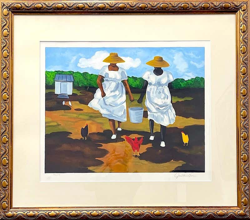 Jonathan Green - SHARING THE CHORES Signed Lithograph, Farm Women ...