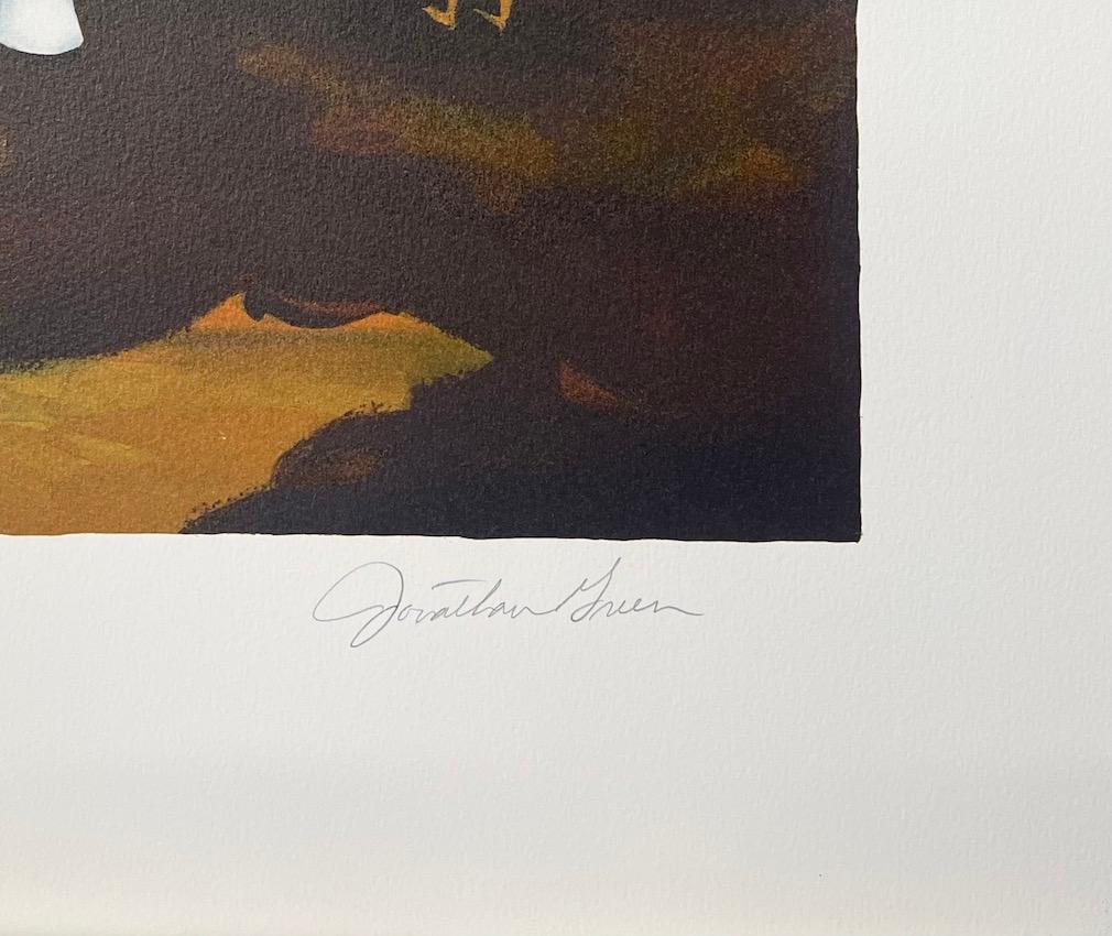 Lithographie signée « SHARING THE CHORES », « Farm Women Chickens Geechee Gullah Culture en vente 1