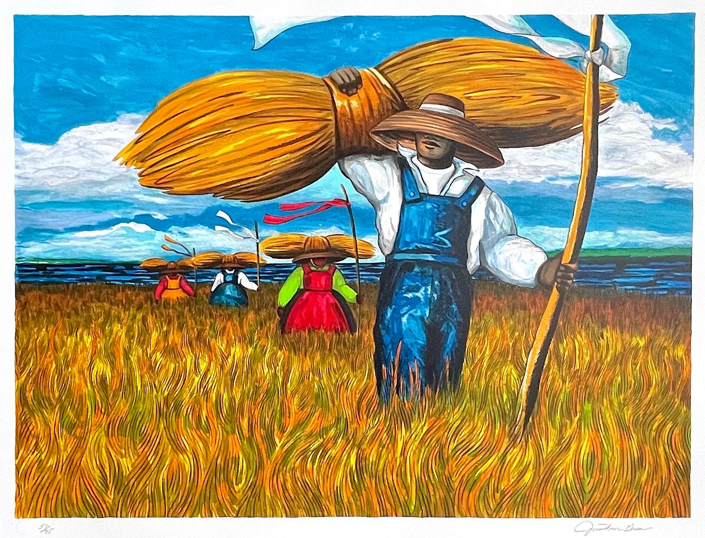 SWEETGRASS CARRIERS Lithographie signée, Black Farmer Lowcountry Geechee Gullah - Print de Jonathan Green
