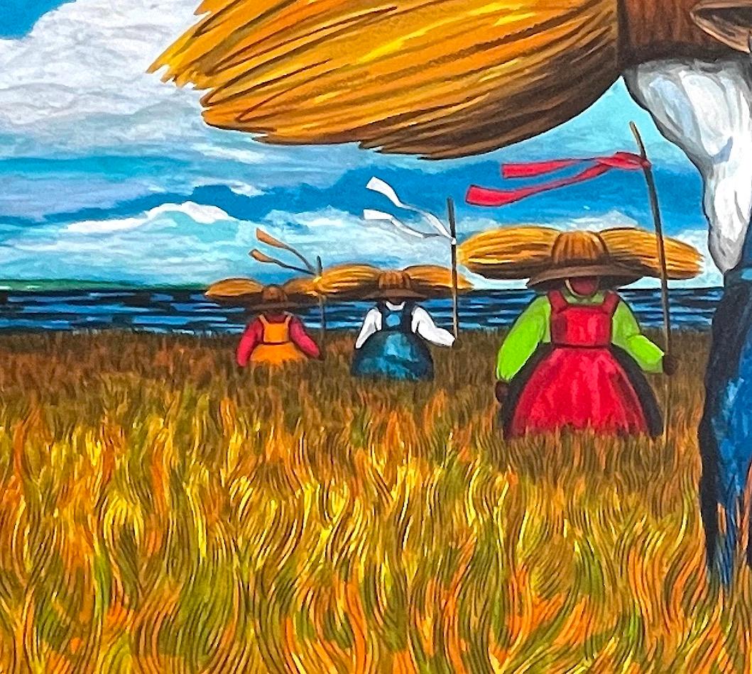 SWEETGRASS CARRIERS Lithographie signée, Black Farmer Lowcountry Geechee Gullah - Contemporain Print par Jonathan Green
