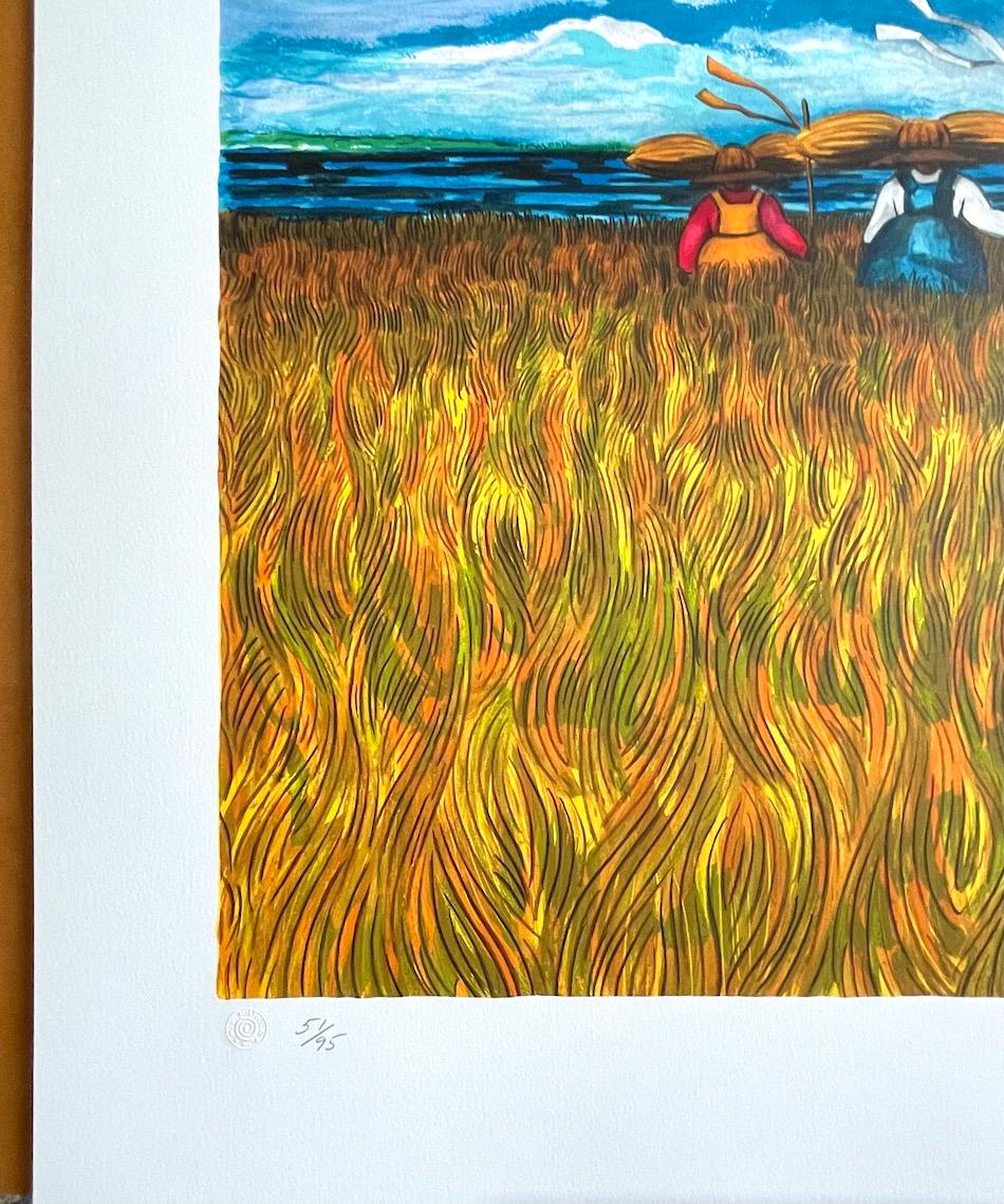 SWEETGRASS CARRIERS Lithographie signée, Black Farmer Lowcountry Geechee Gullah en vente 1