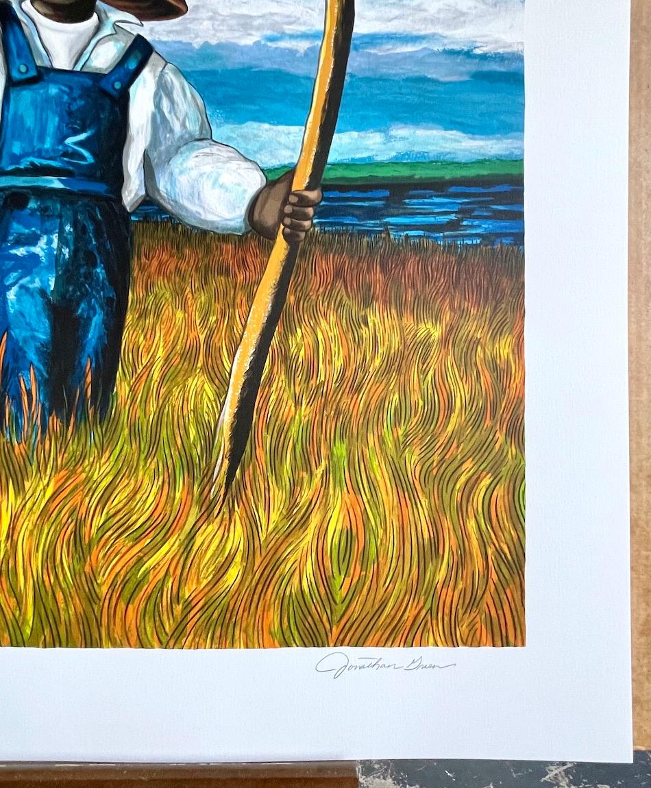 SWEETGRASS CARRIERS Lithographie signée, Black Farmer Lowcountry Geechee Gullah en vente 2