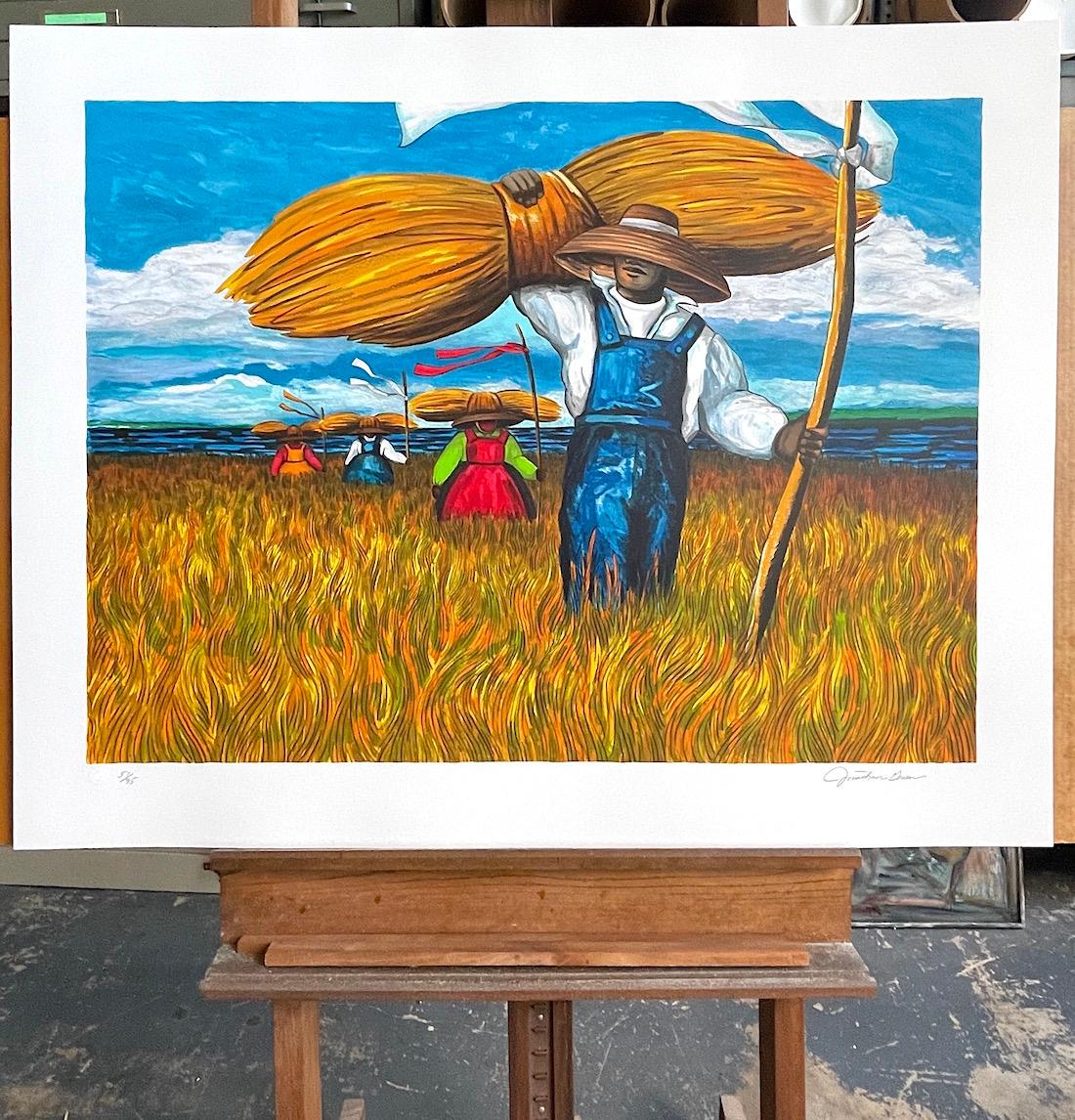 SWEETGRASS CARRIERS Lithographie signée, Black Farmer Lowcountry Geechee Gullah en vente 3