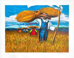 SWEETGRASS CARRIERS Litografía firmada, granjero negro Lowcountry Geechee Gullah