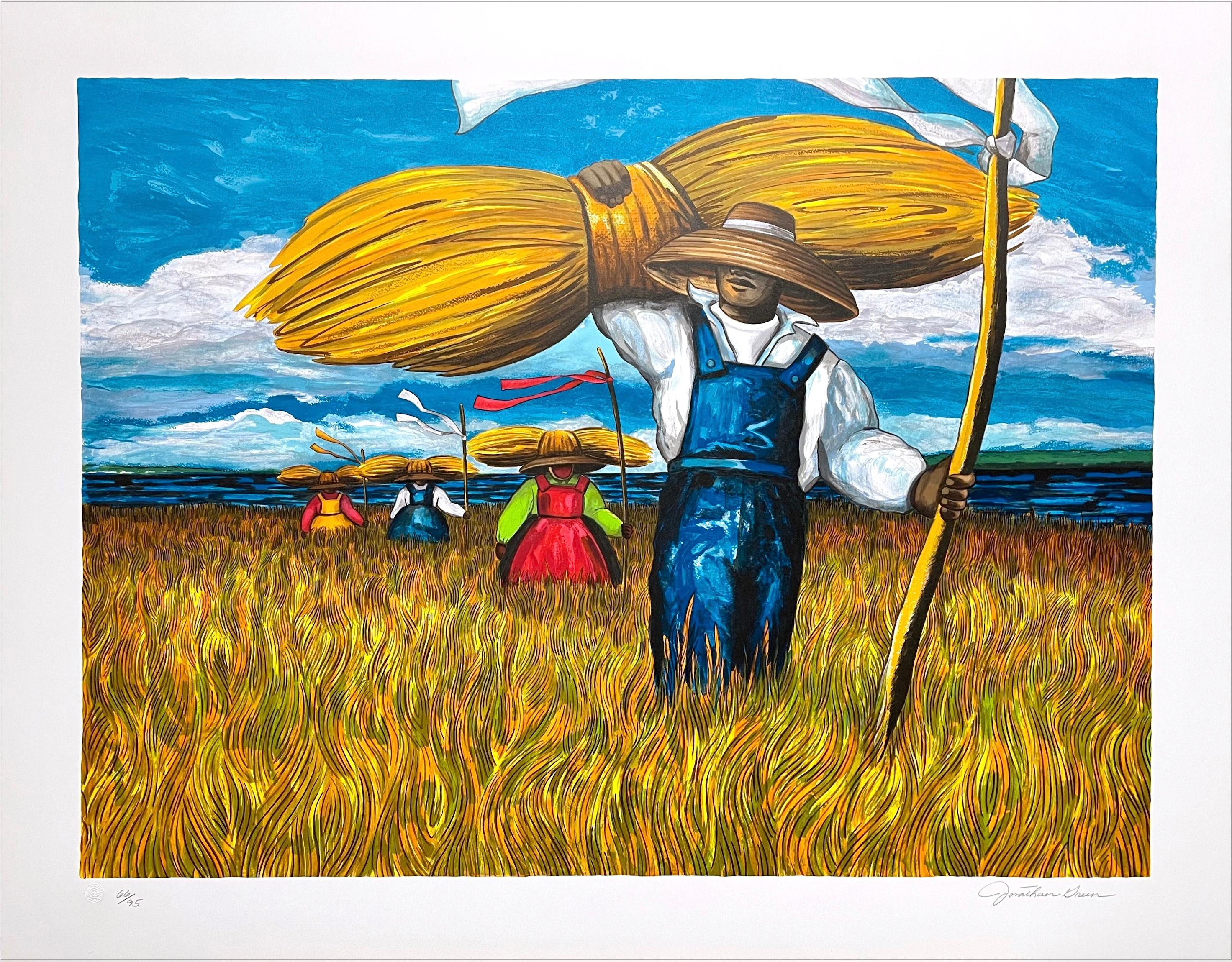 SWEETGRASS CARRIERS Signed Lithograph, Black Farmer Lowcountry Geechee Gullah
