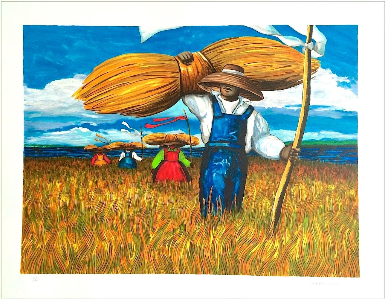 SWEETGRASS CARRIERS Signed Lithograph, South Carolina Lowcountry, Gullah Culture - Print by Jonathan Green