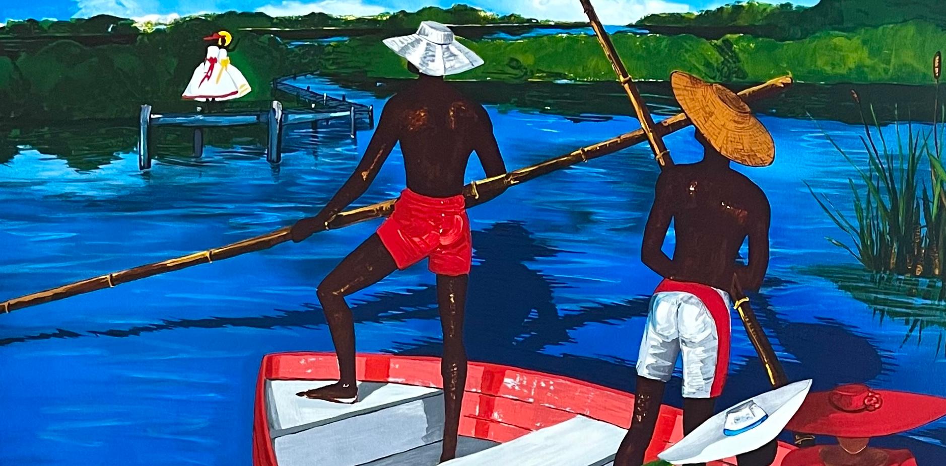 THE ESCORTING OF RUTH Signed Lithograph, Lowcountry, Sweetgrass, Gullah Culture - Contemporary Print by Jonathan Green