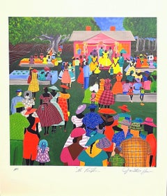 THE RECEPTION Signed Lithograph, Gullah Family Wedding, African American