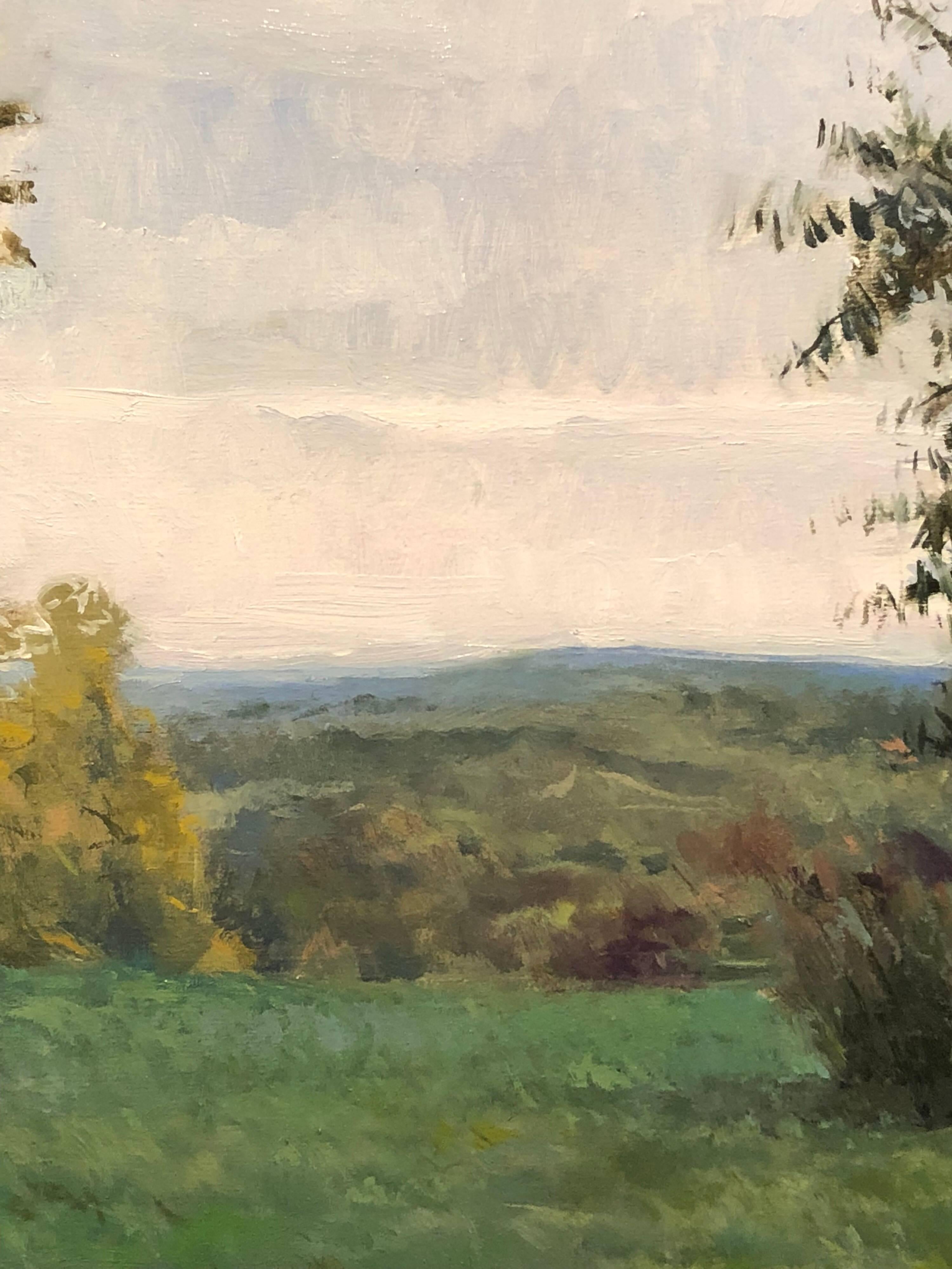Green with Distant Hills - Painting by Jonathan Hayes