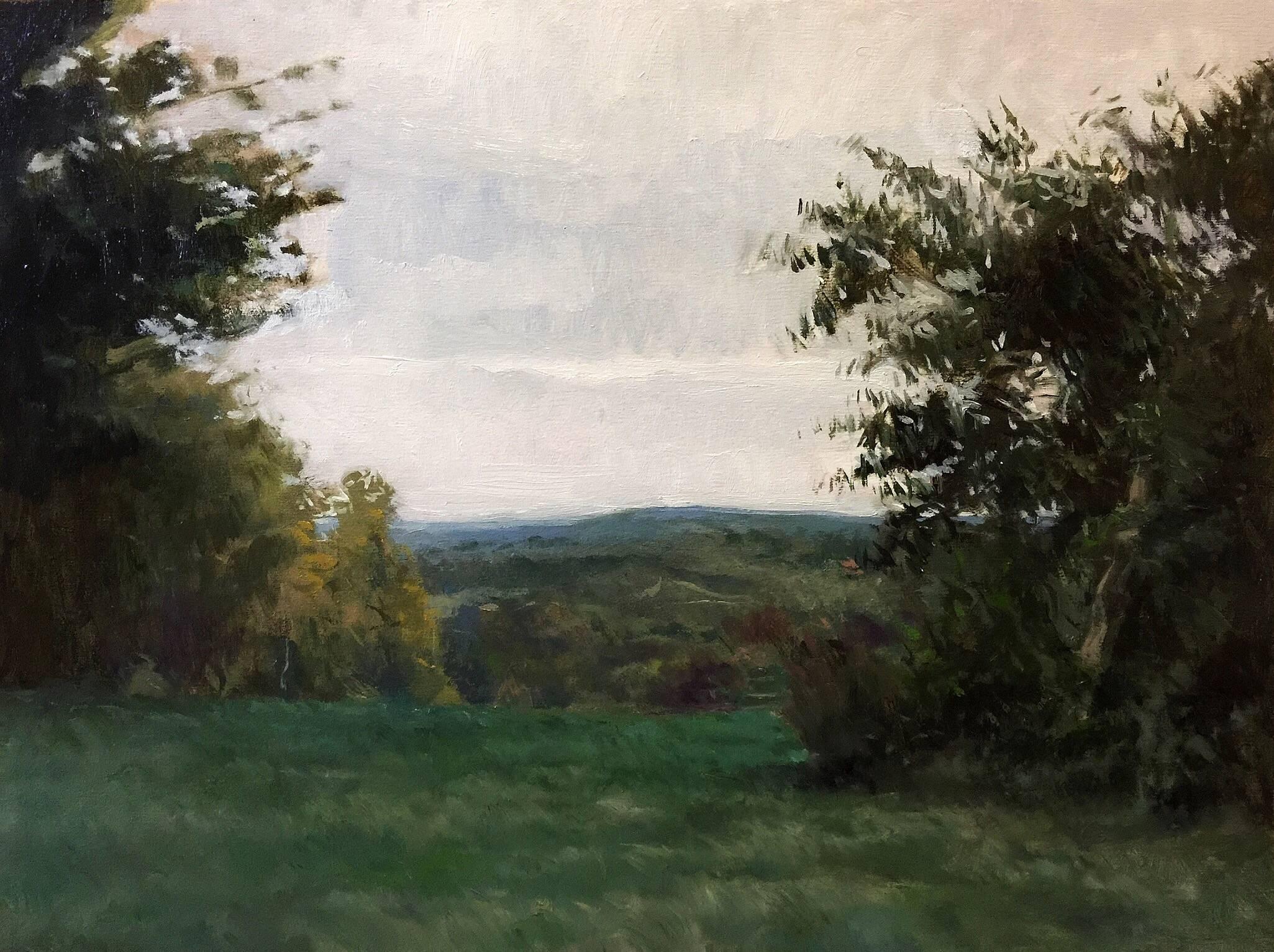 Jonathan Hayes Landscape Painting - Green with Distant Hills