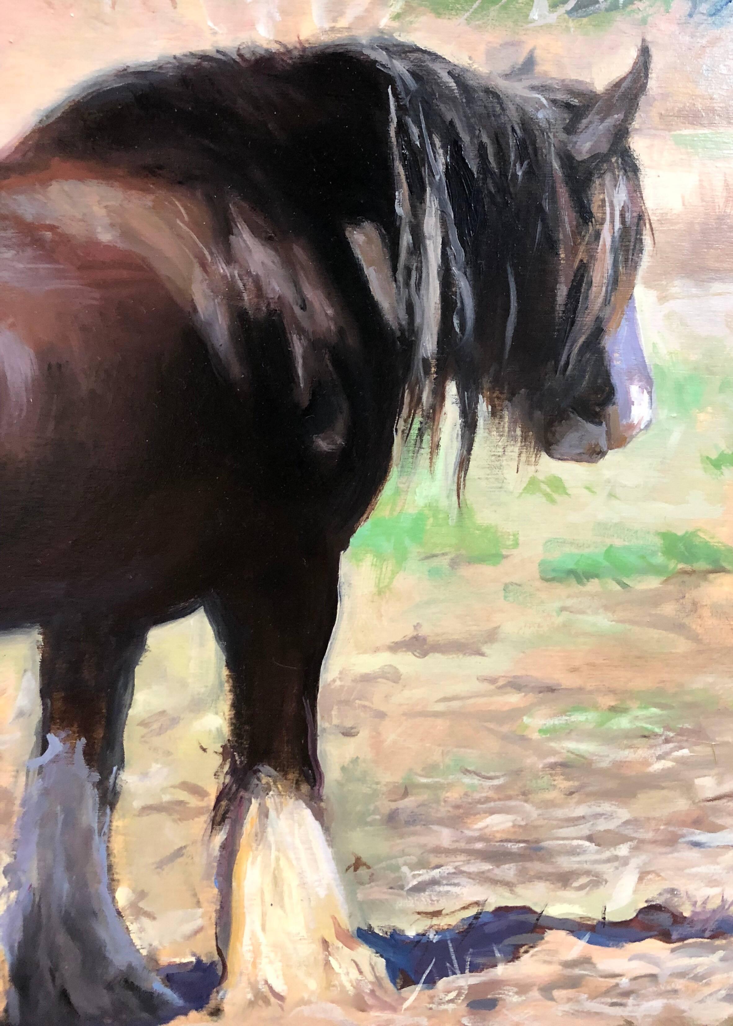 Shire Mare - Black Animal Painting by Jonathan Hayes