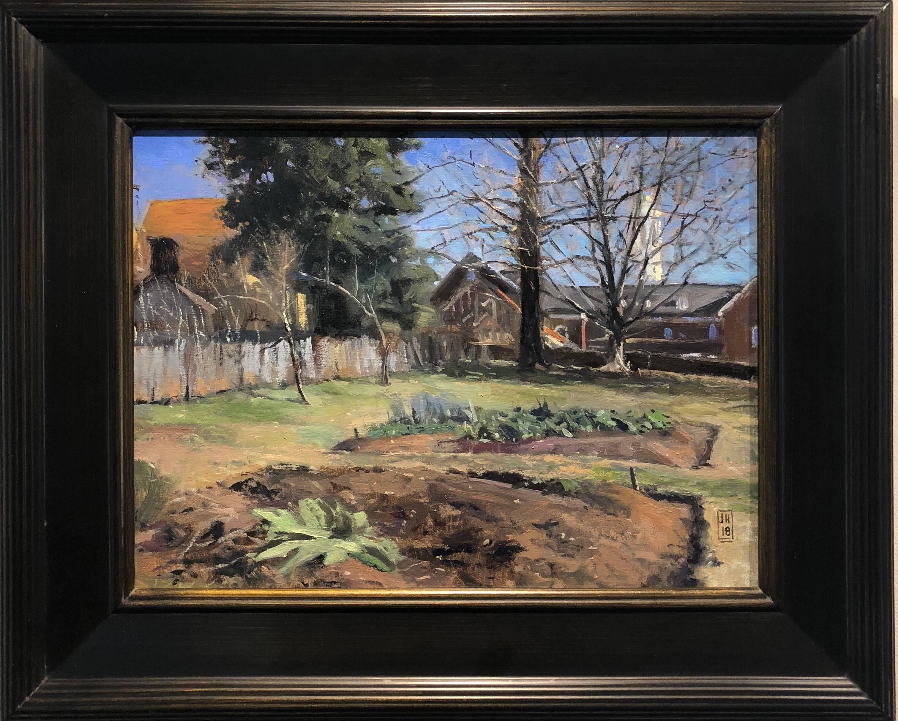 Sunlit Garden - Painting by Jonathan Hayes