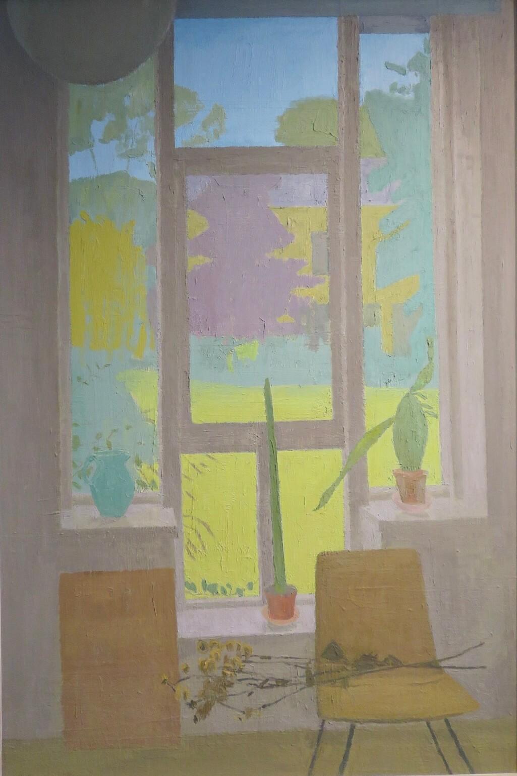 LARGE Modern British oil painting STUDIO WINDOW exhibited in London 1996 - Painting by JONATHAN HOYLE