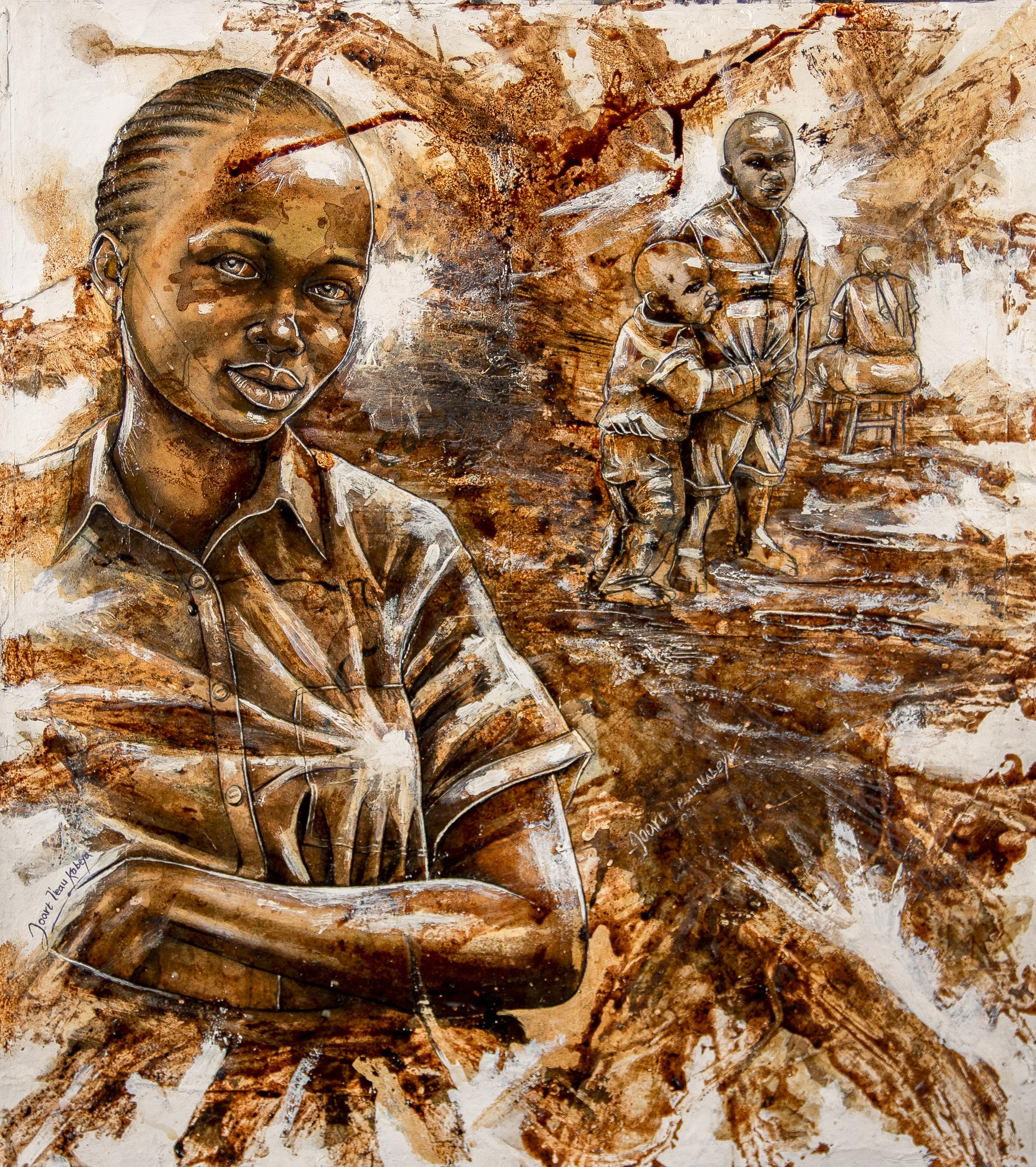 Figurative Painting Jonathan Kabeya - Droit des filles en Afrique