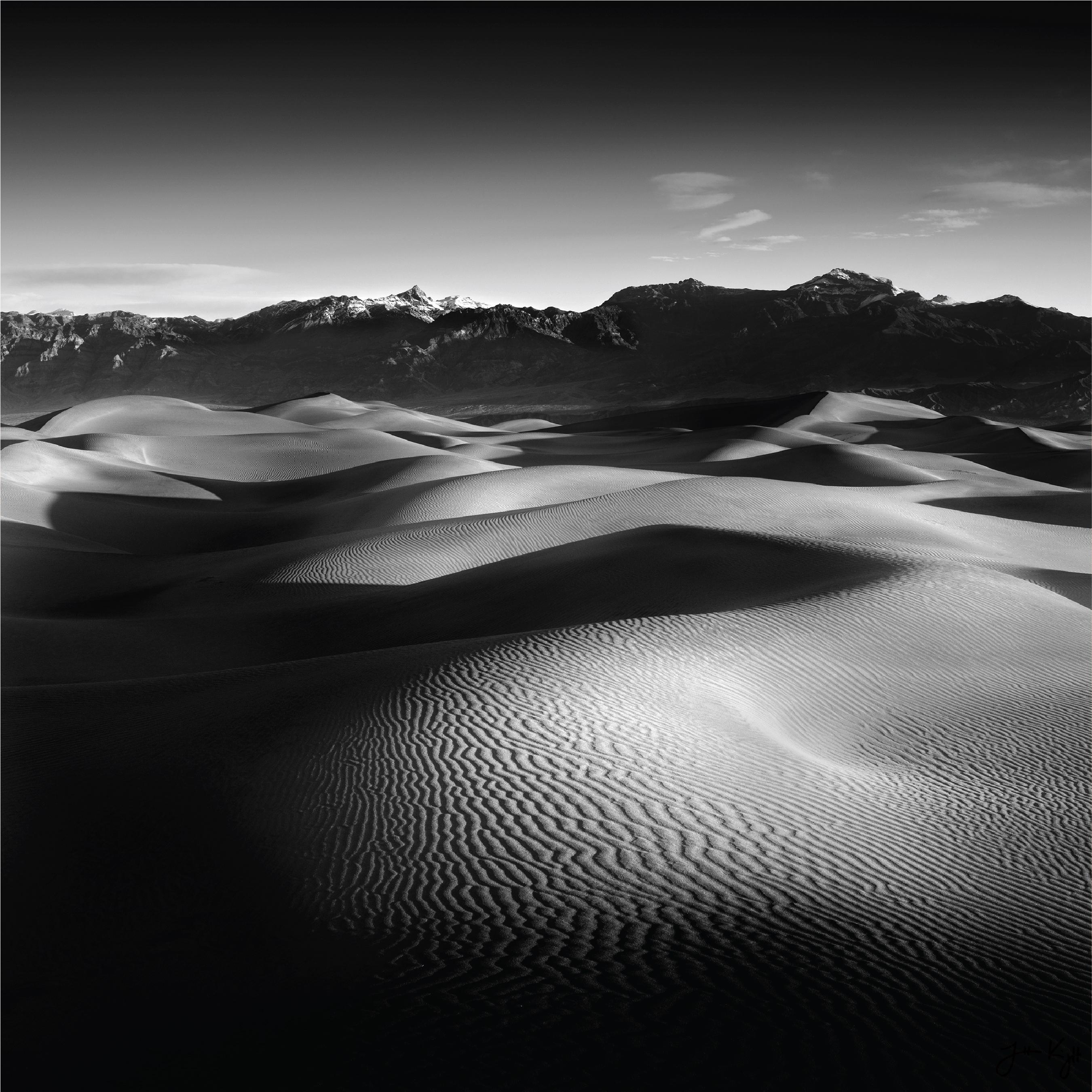 Jonathan Knight Landscape Photograph - Summit & Dunes, Death Valley. Fine art black & white landscape photography print