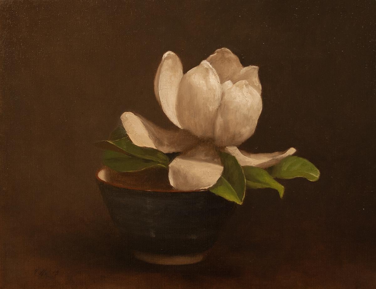Jonathan Koch Still-Life Painting - Magnolia with Blue Bowl