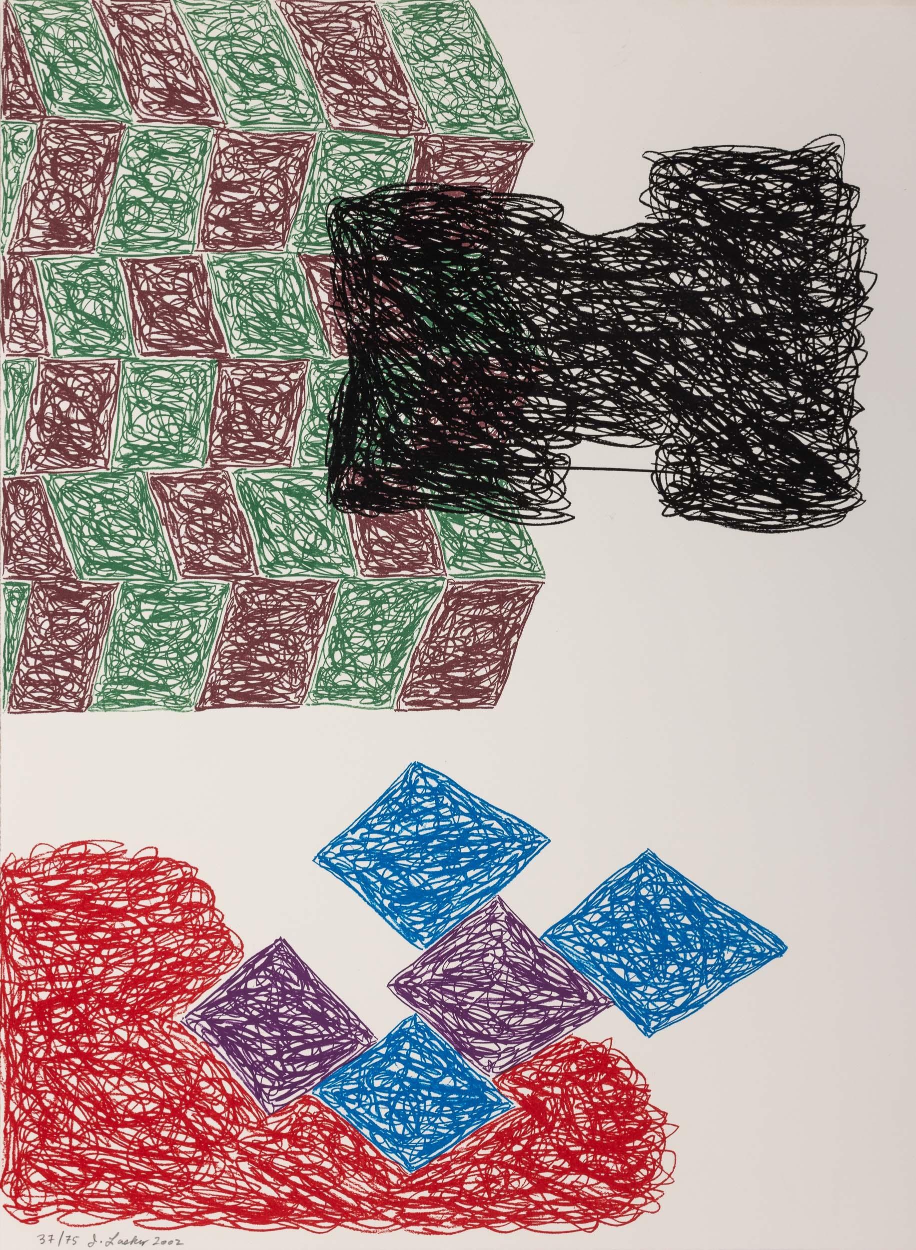 Jonathan Lasker (1948) - Construcción inconsciente - Litografía sobre papel - 2002