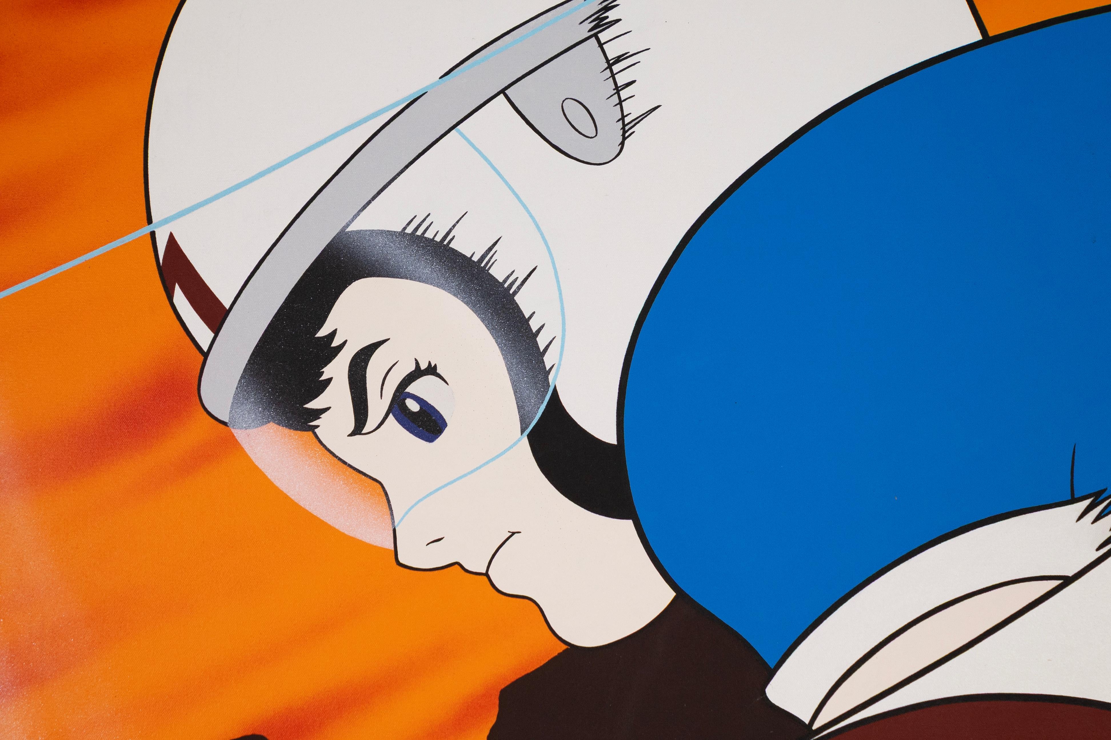 Américain Jonathan Speed Racer Signé Graphic Pop Art Anime Painting on Canvas 2005 en vente