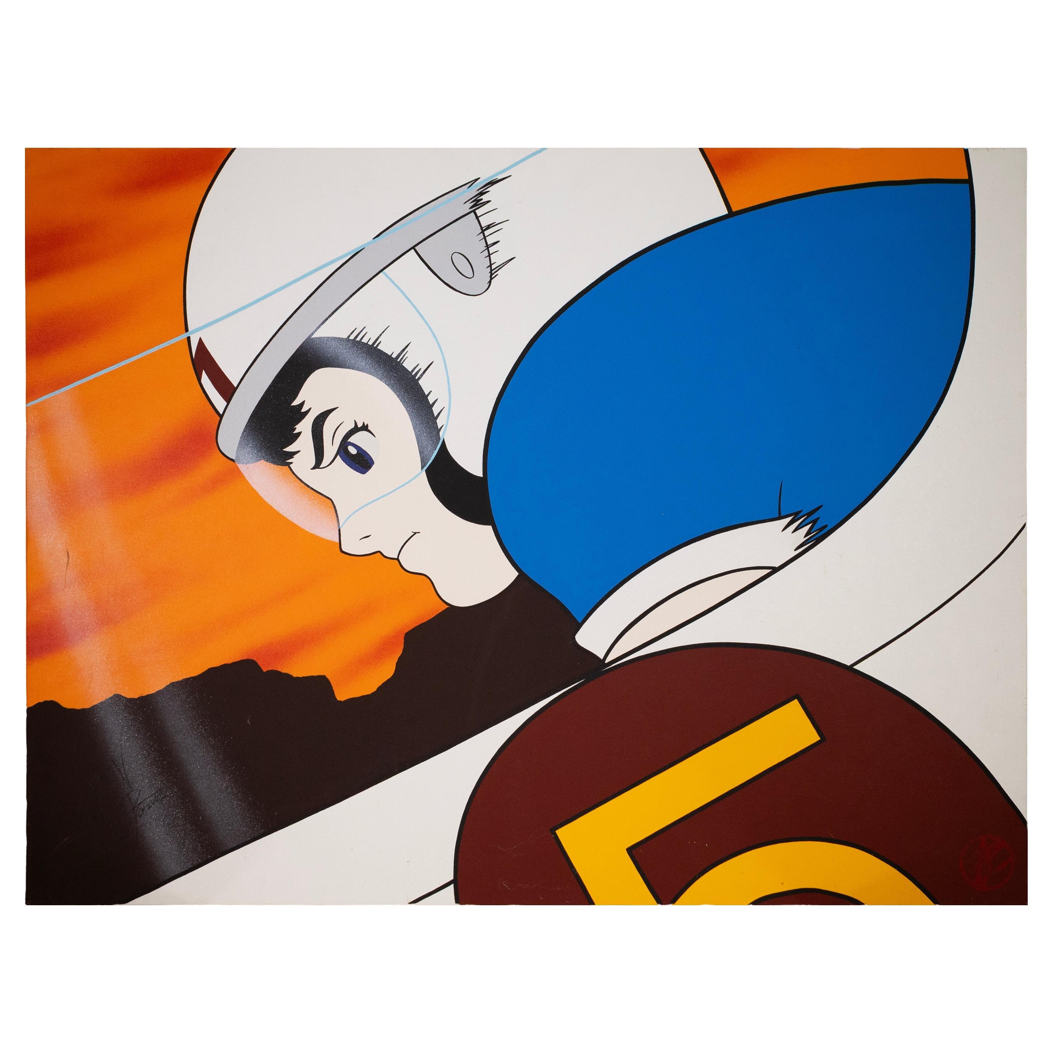Jonathan Speed Racer Signé Graphic Pop Art Anime Painting on Canvas 2005 en vente