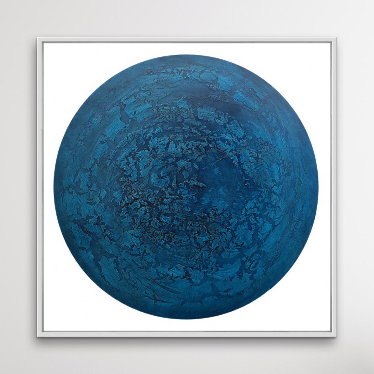 CN 6, Abstract Astronomy Painting, Contemporary Artwork, Blue Textured Artwork For Sale 1