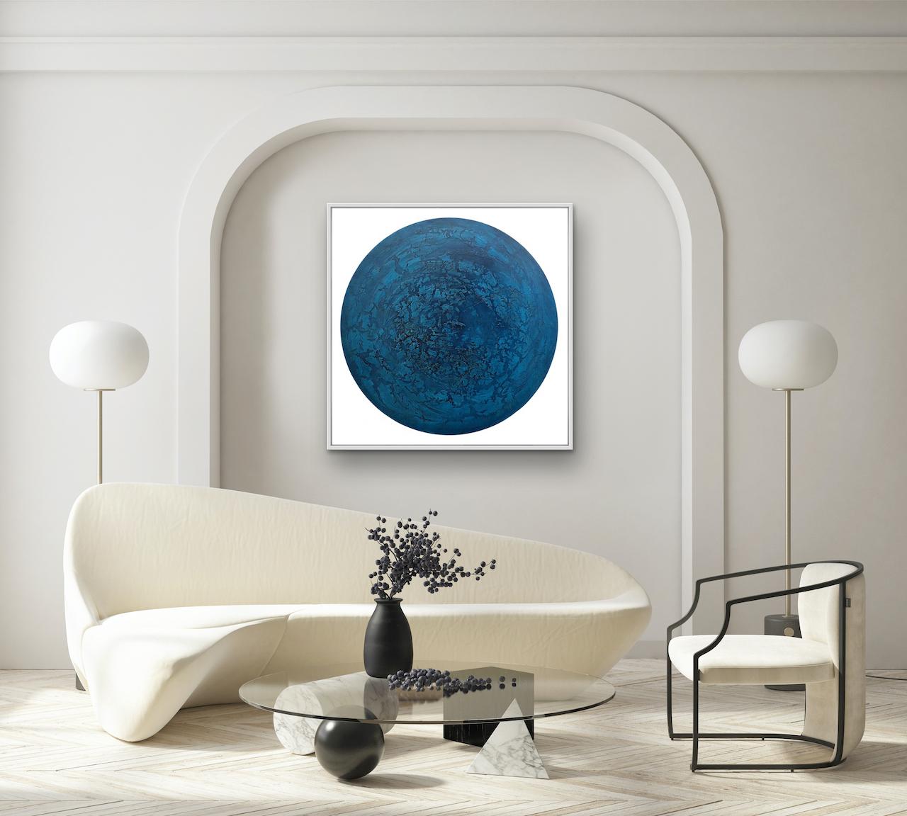 CN 6, Abstract Astronomy Painting, Contemporary Artwork, Blue Textured Artwork For Sale 2