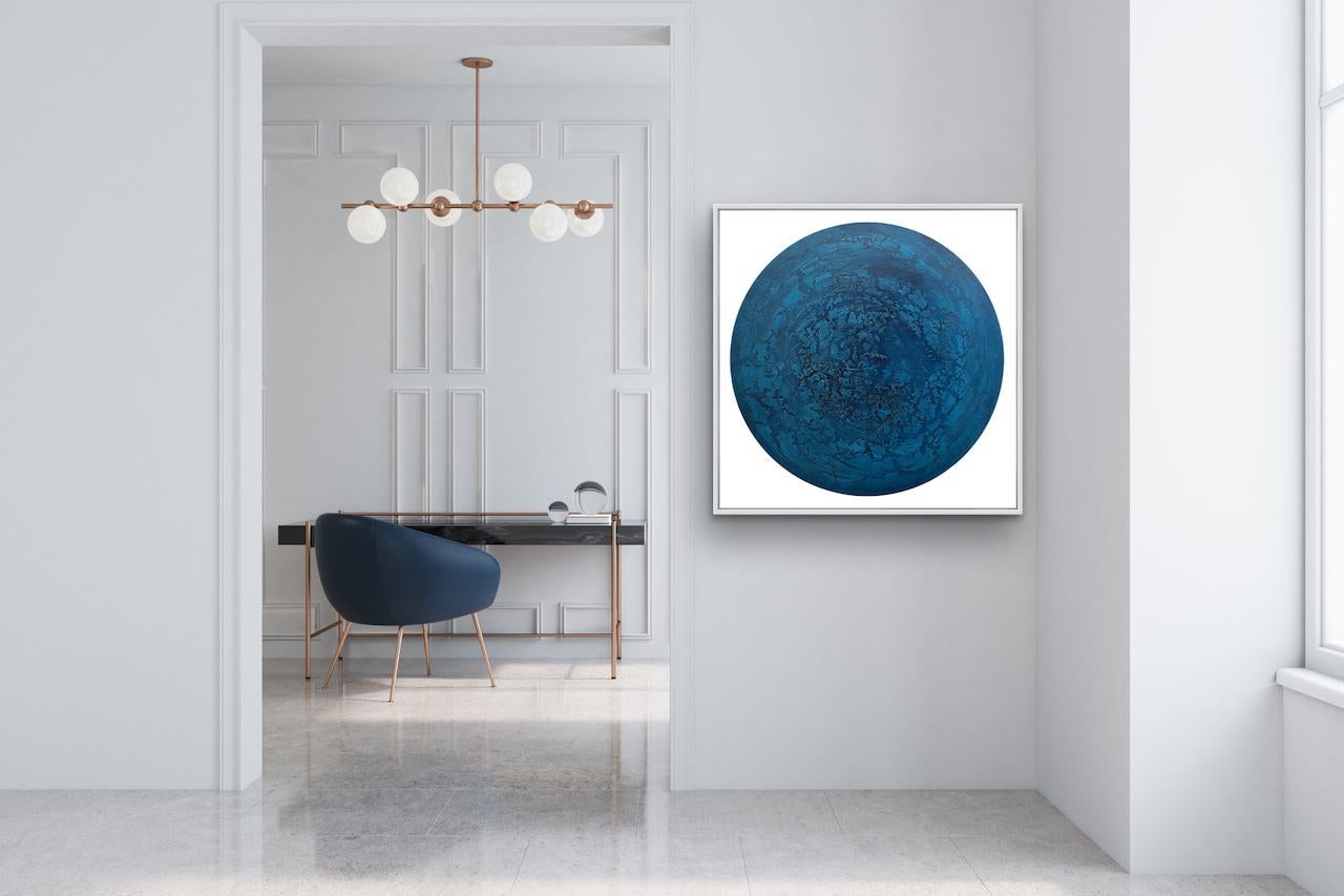 CN 6, Abstract Astronomy Painting, Contemporary Artwork, Blue Textured Artwork For Sale 3