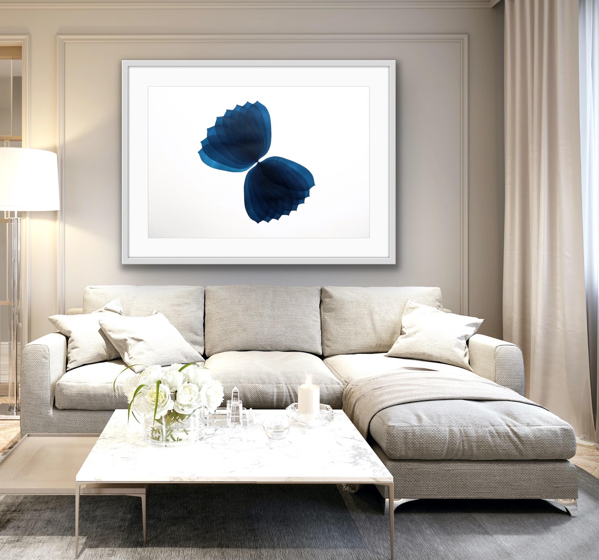 NV23, Original Blue Abstract Art, Contemporary Blue and White Minimalist Artwork - Print by Jonathan Moss