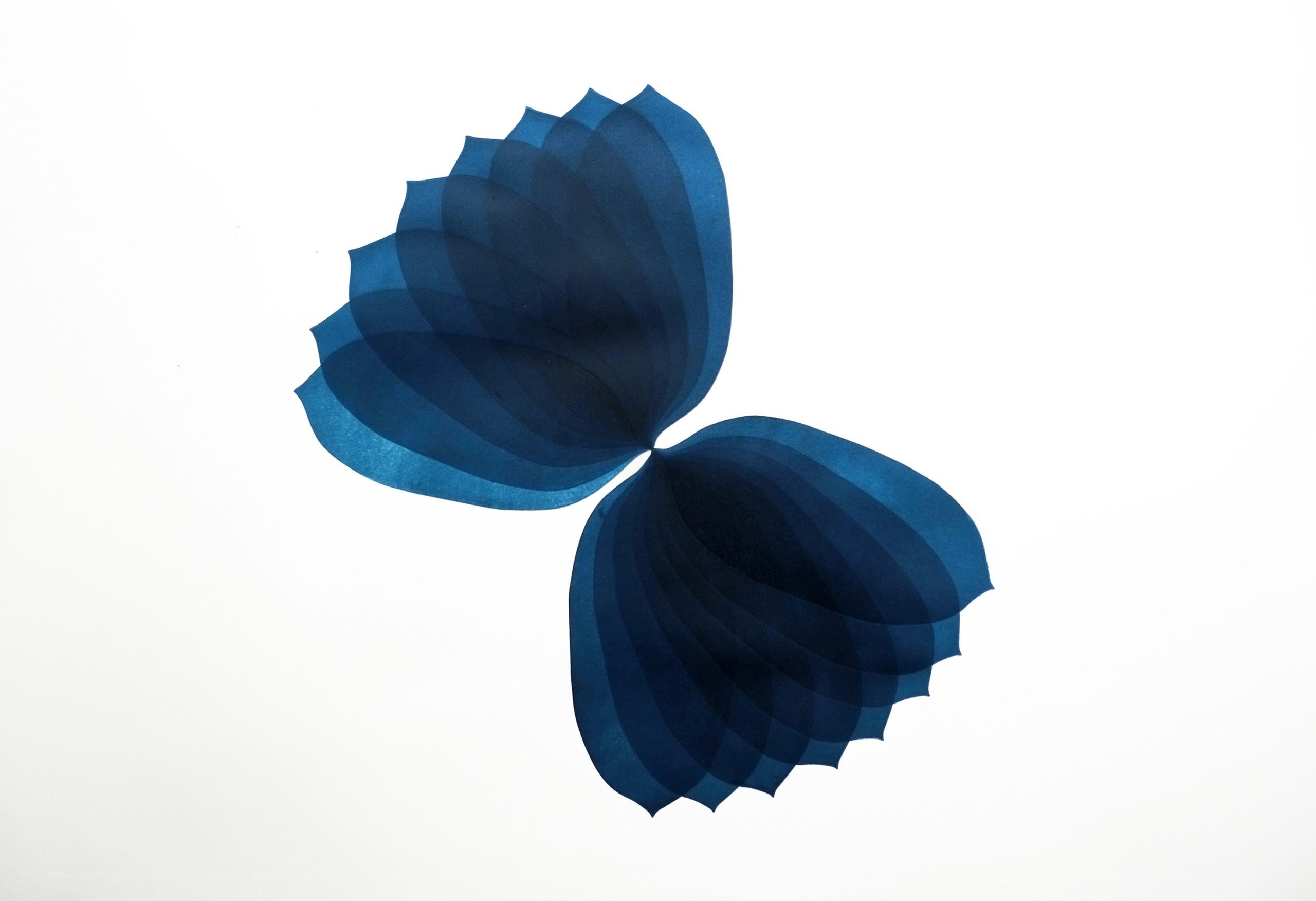 NV23, Original Blaue abstrakte Kunst, zeitgenössisches blau-weißes minimalistisches Kunstwerk