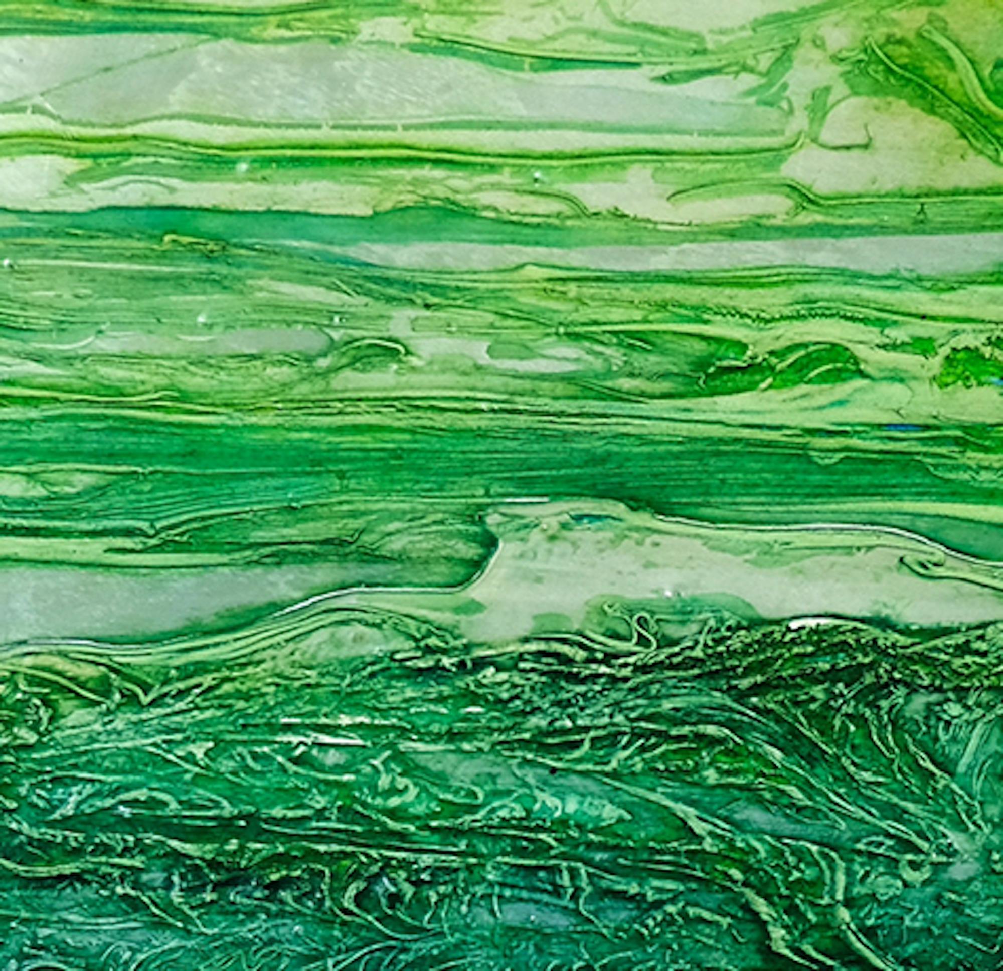 VF15, nature art, green art, affordable art, snail's view art, original art - Green Landscape Painting by Jonathan Moss