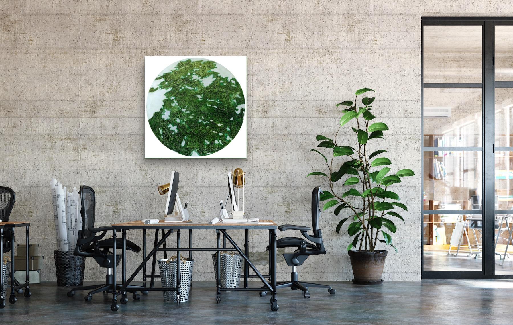 VF6, original art, abstract art, green art, nature art, circular art - Contemporary Painting by Jonathan Moss