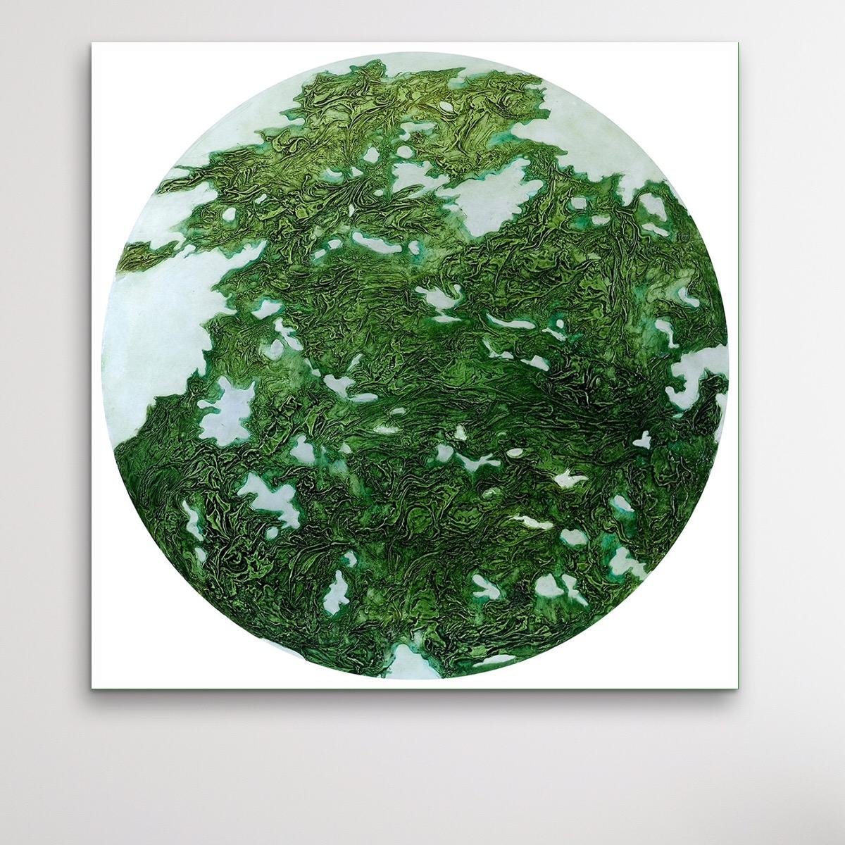 VF6, arte original, arte abstracto, arte verde, arte de la naturaleza, arte circular en venta 1