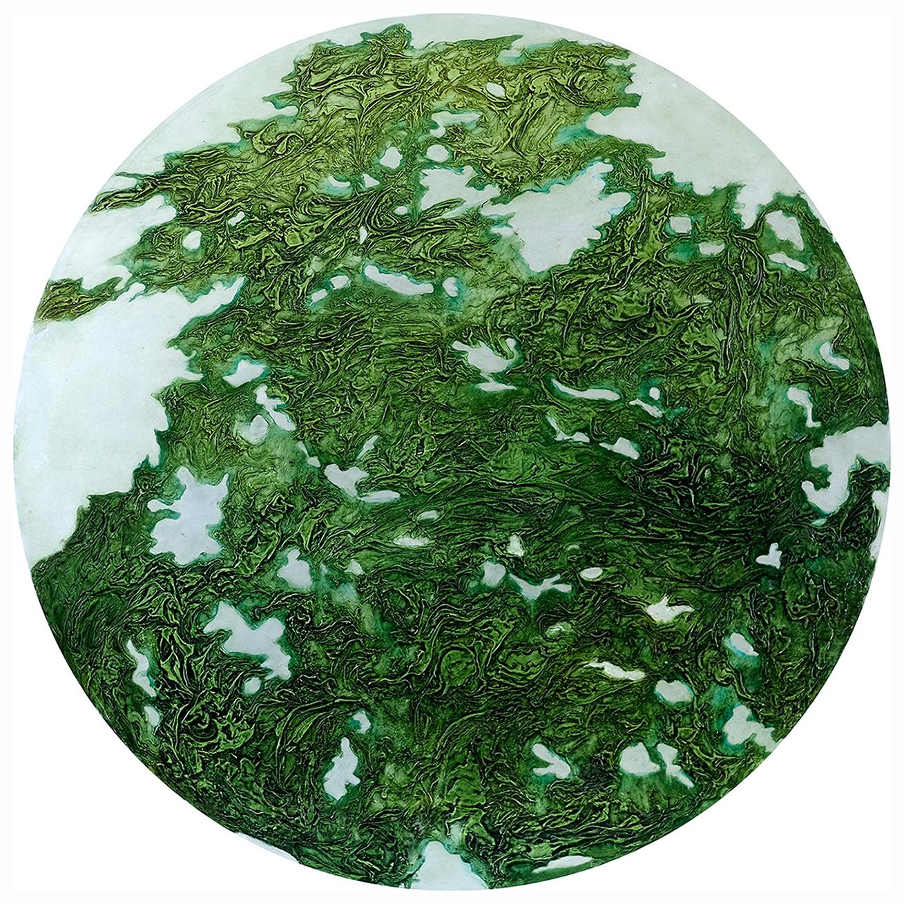 Jonathan Moss Abstract Painting - VF6, original art, abstract art, green art, nature art, circular art