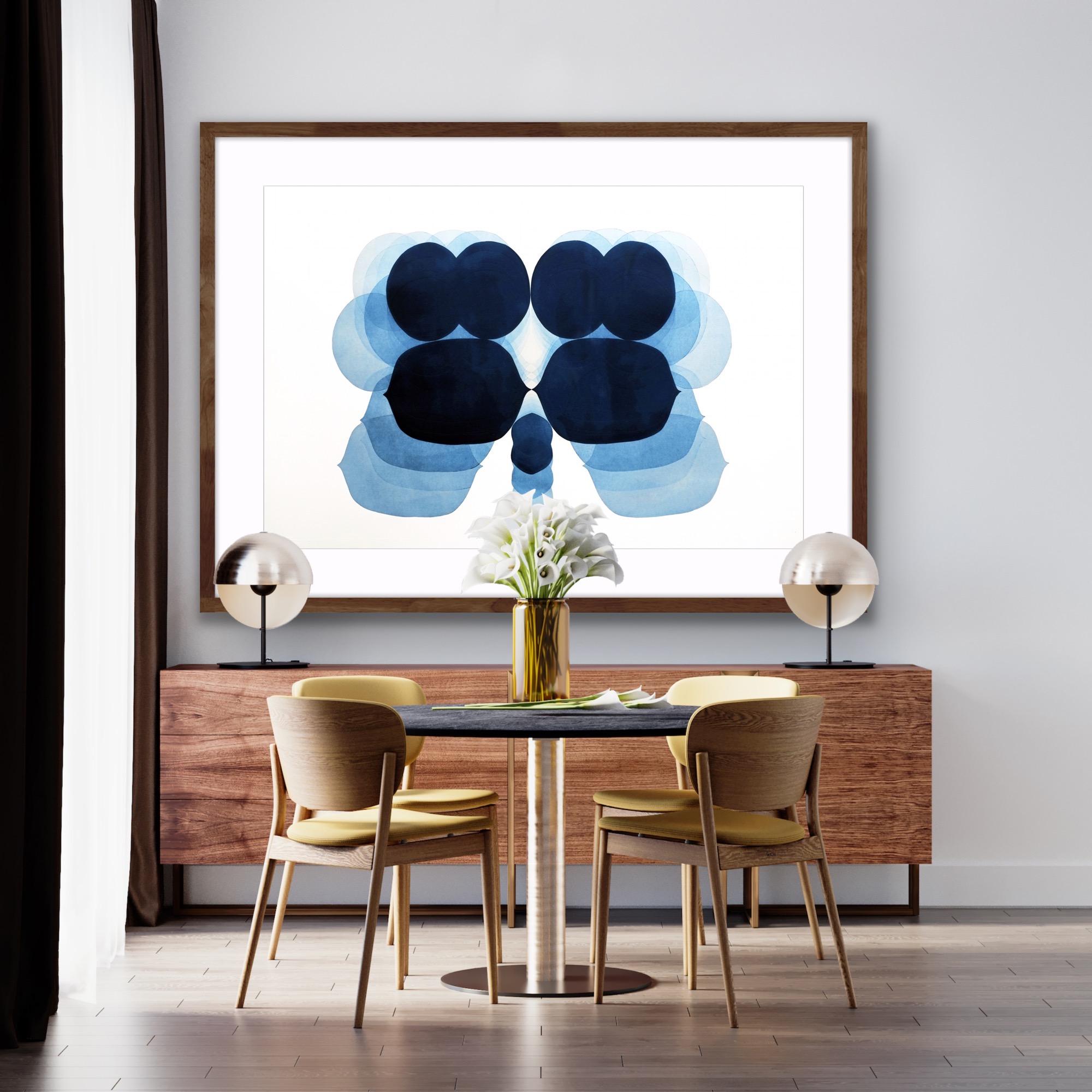 NV10, Pintura Minimalista Abstracta, Arte Azul y Blanco, Arte Contemporáneo Grande en venta 1