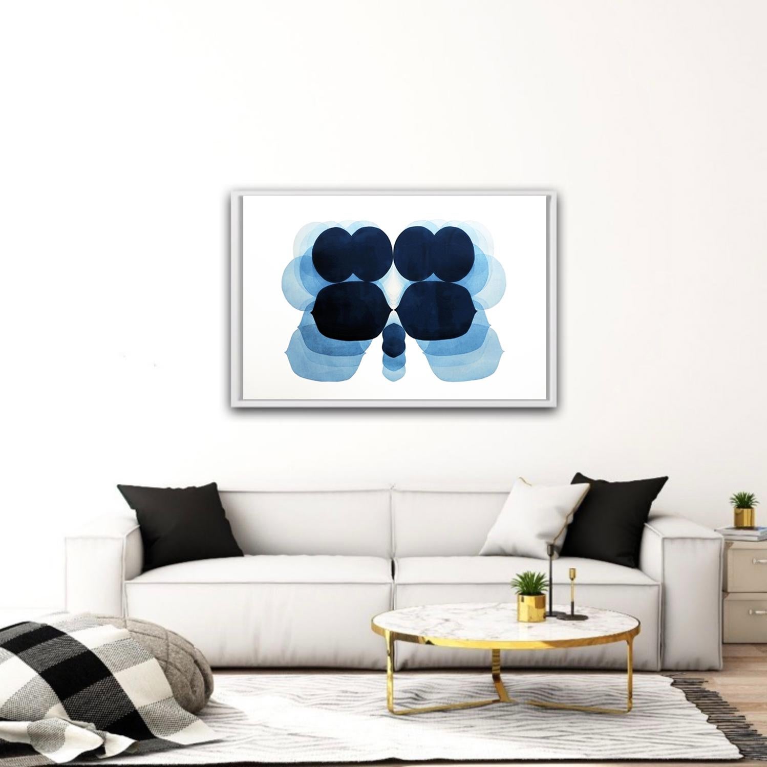 NV10, blue art, unique print, relief print, minimalist print, affordable art - Print by Jonathan Moss
