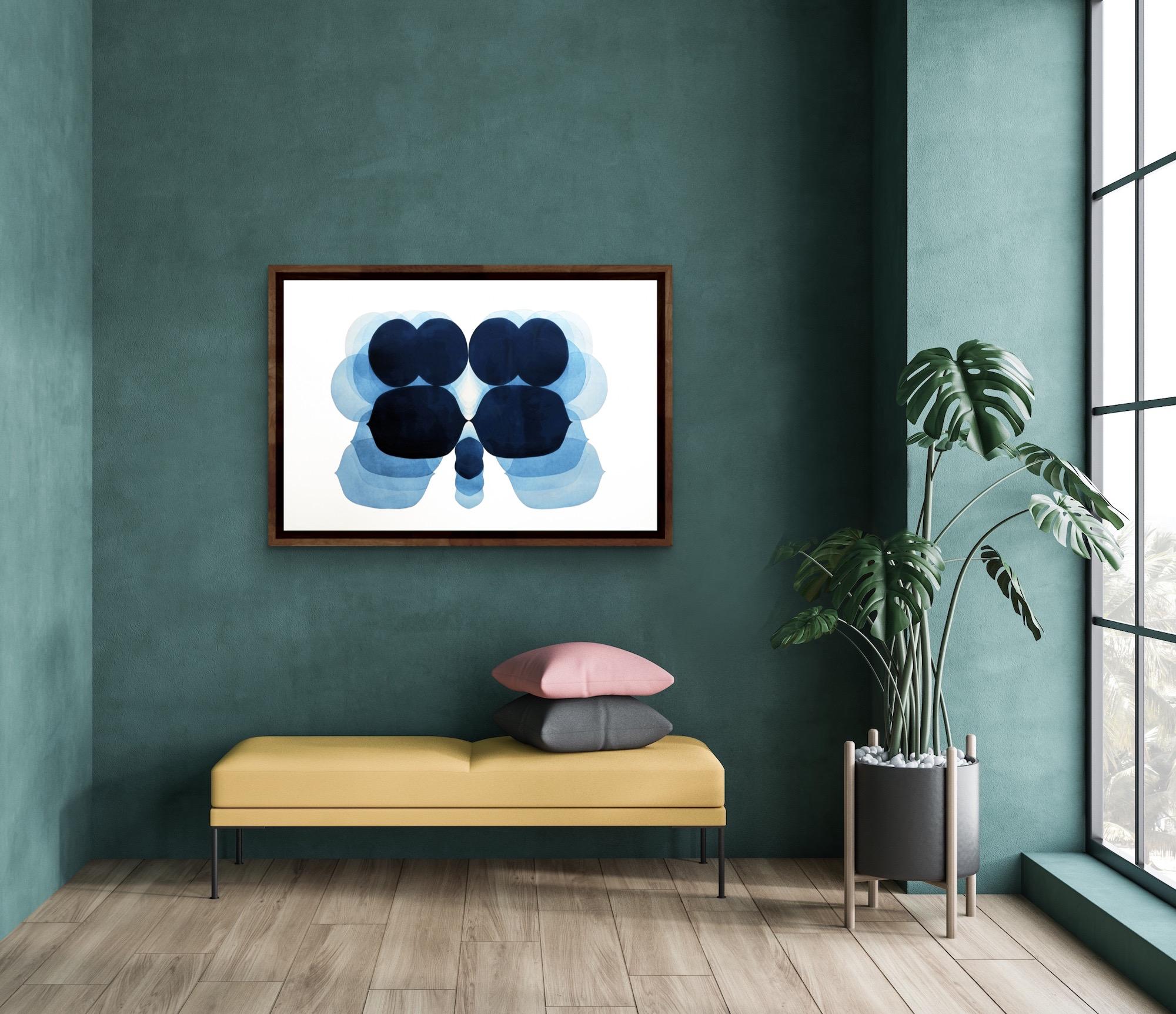 NV10, blue art, unique print, relief print, minimalist print, affordable art For Sale 2