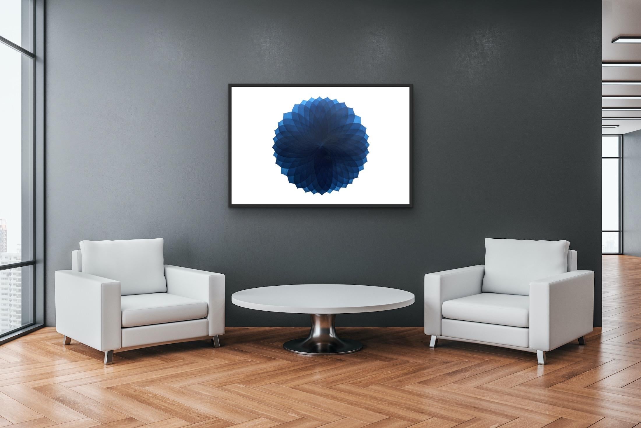 NV15, unique print, abstract art, minimalist art, relief print, blue art - Print by Jonathan Moss
