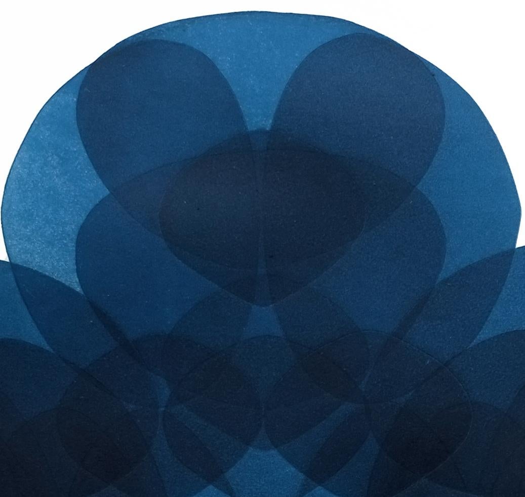 NV20, unique print, blue art, relief print, affordable art, symmetrical art - Contemporary Print by Jonathan Moss